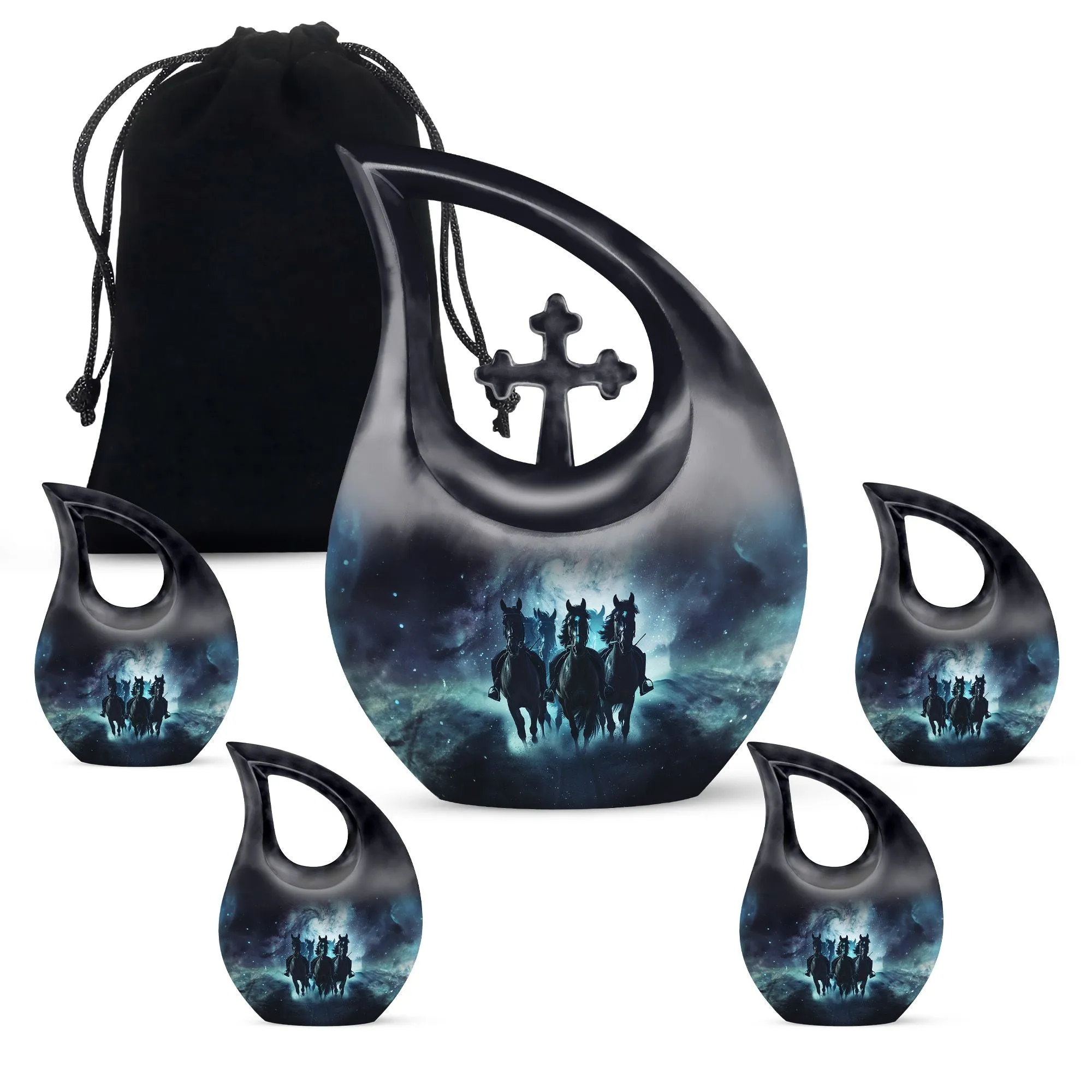 Horse Memorial Cremation Urn – Expressive Cross Drop Design