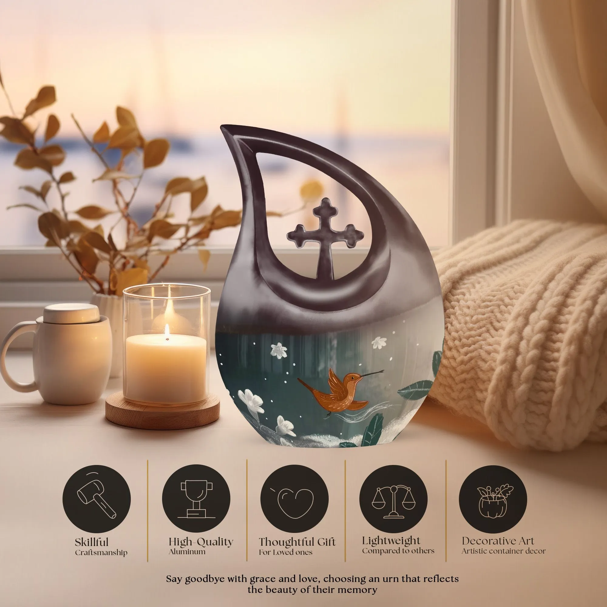 Humming Bird Urn: Memorial Keepsake Cremation Urn