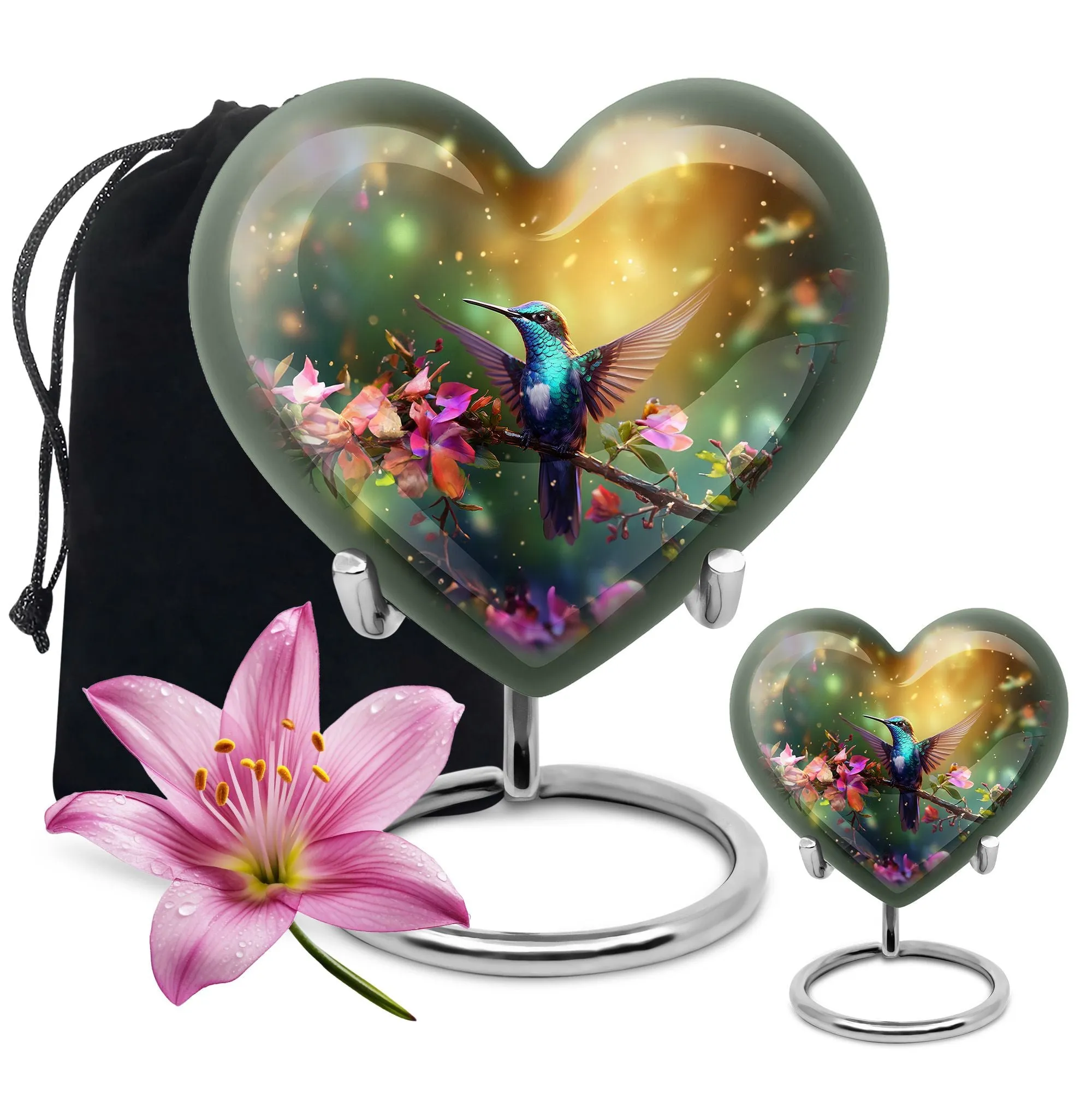 Humming Birds Abstract Memorial: Large Cremation Urn for Dad
