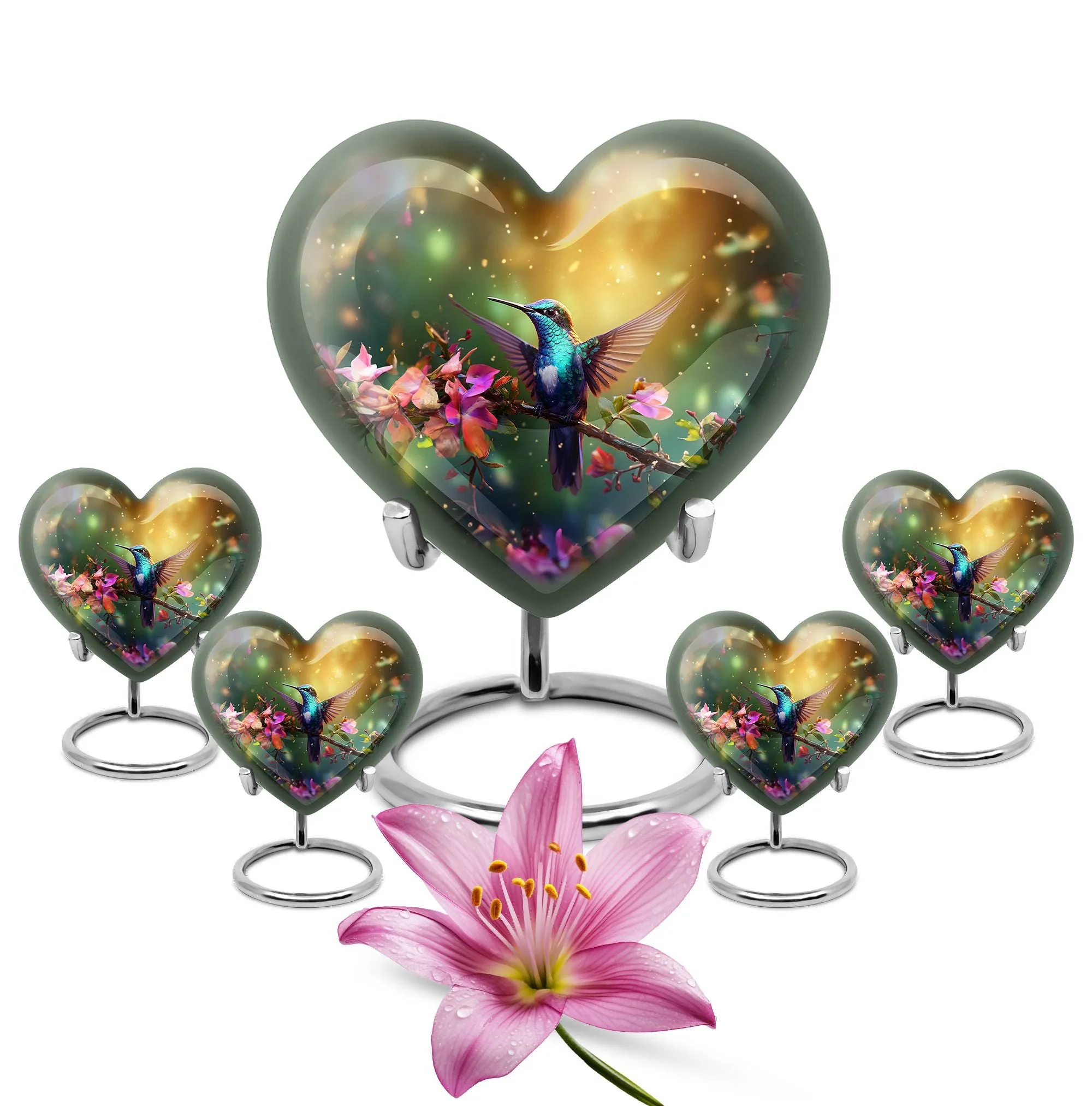 Humming Birds Abstract Memorial: Large Cremation Urn for Dad
