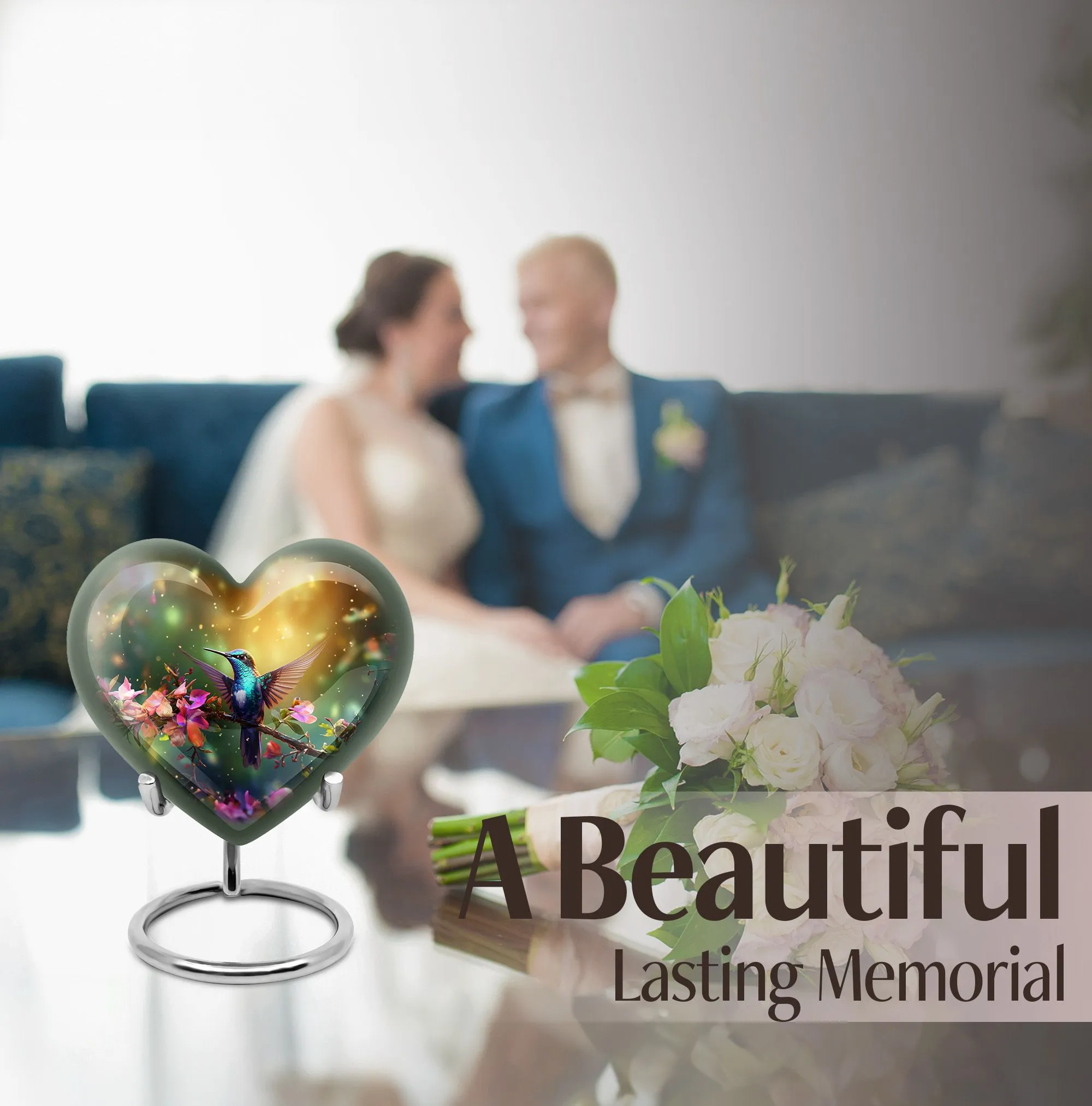 Humming Birds Abstract Memorial: Large Cremation Urn for Dad