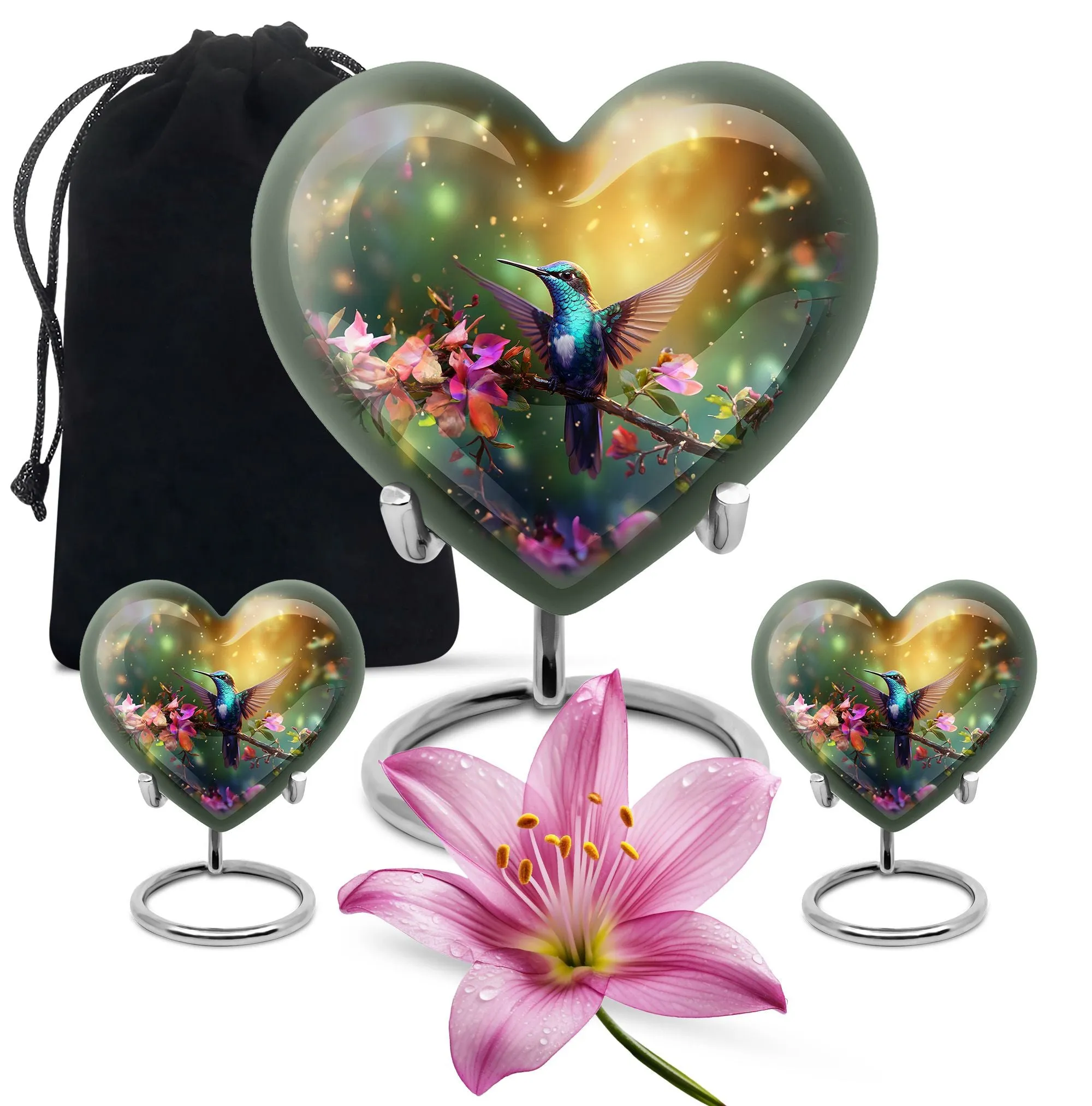 Humming Birds Abstract Memorial: Large Cremation Urn for Dad