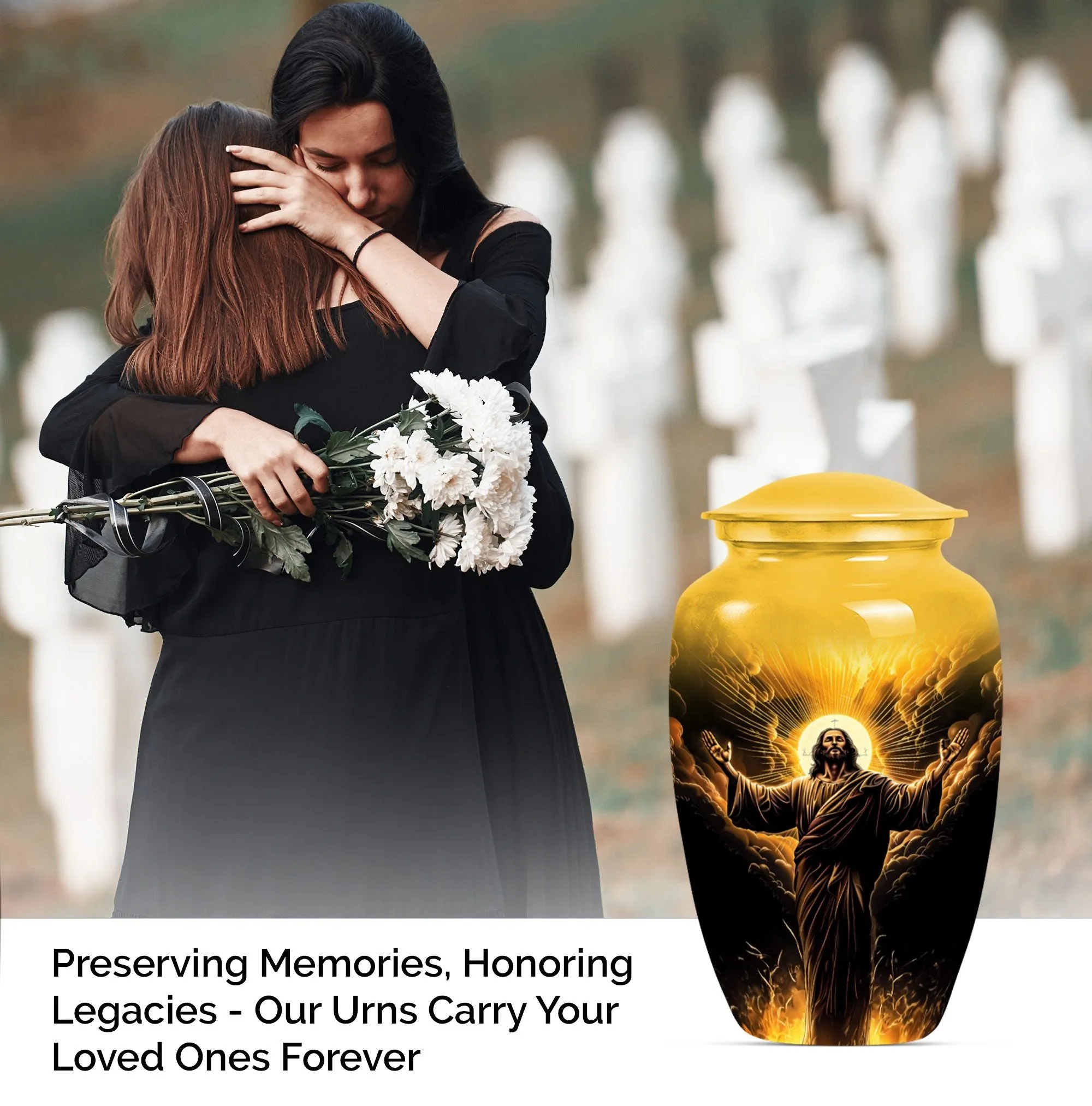 Jesus Memorial Urn - Medium Size Elegant Cremation Urn For Ashes