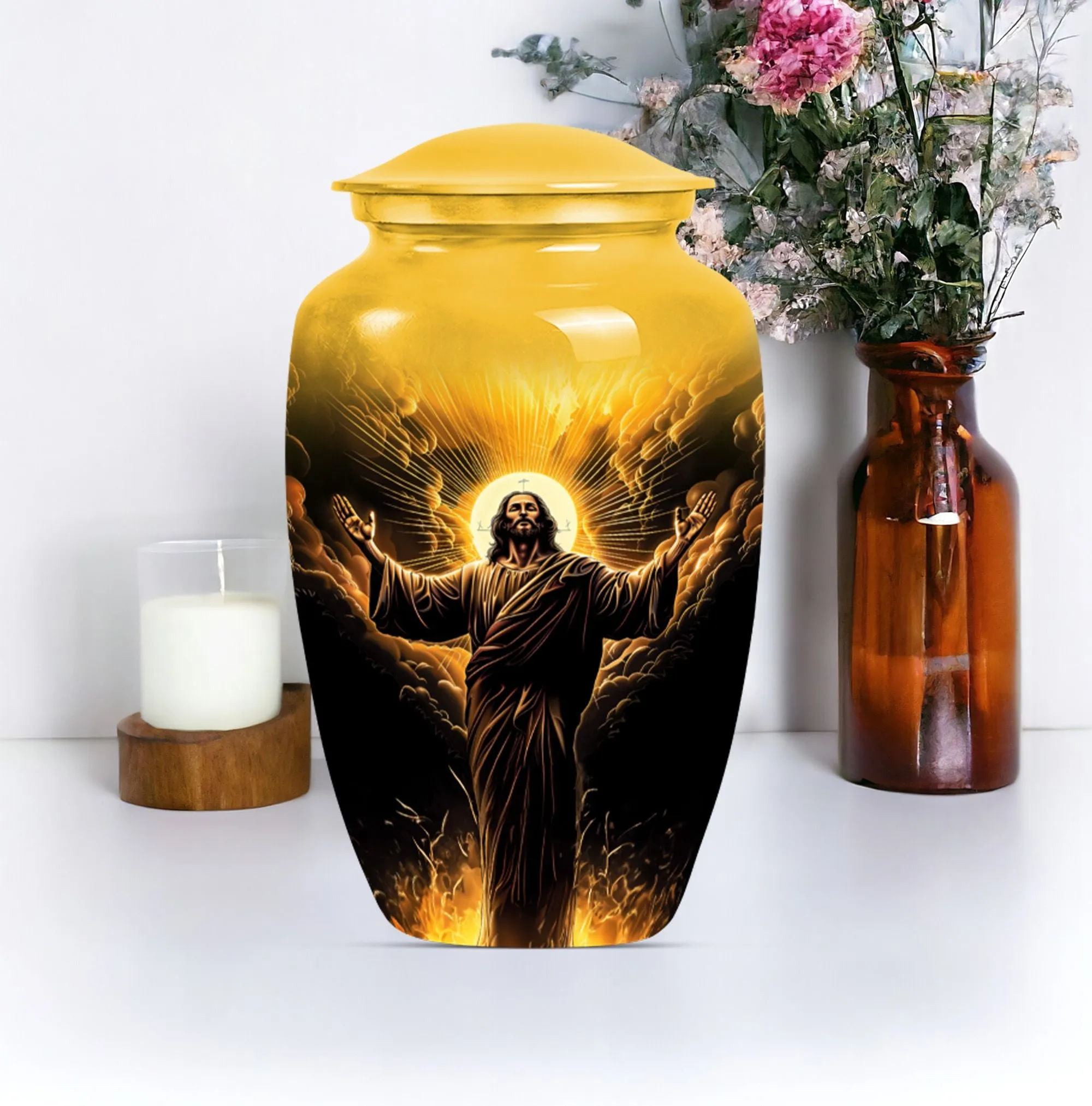 Jesus Memorial Urn - Medium Size Elegant Cremation Urn For Ashes