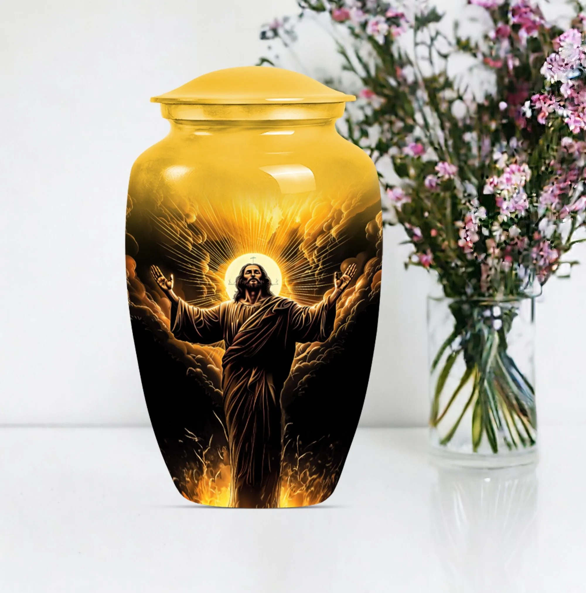 Jesus Memorial Urn - Medium Size Elegant Cremation Urn For Ashes