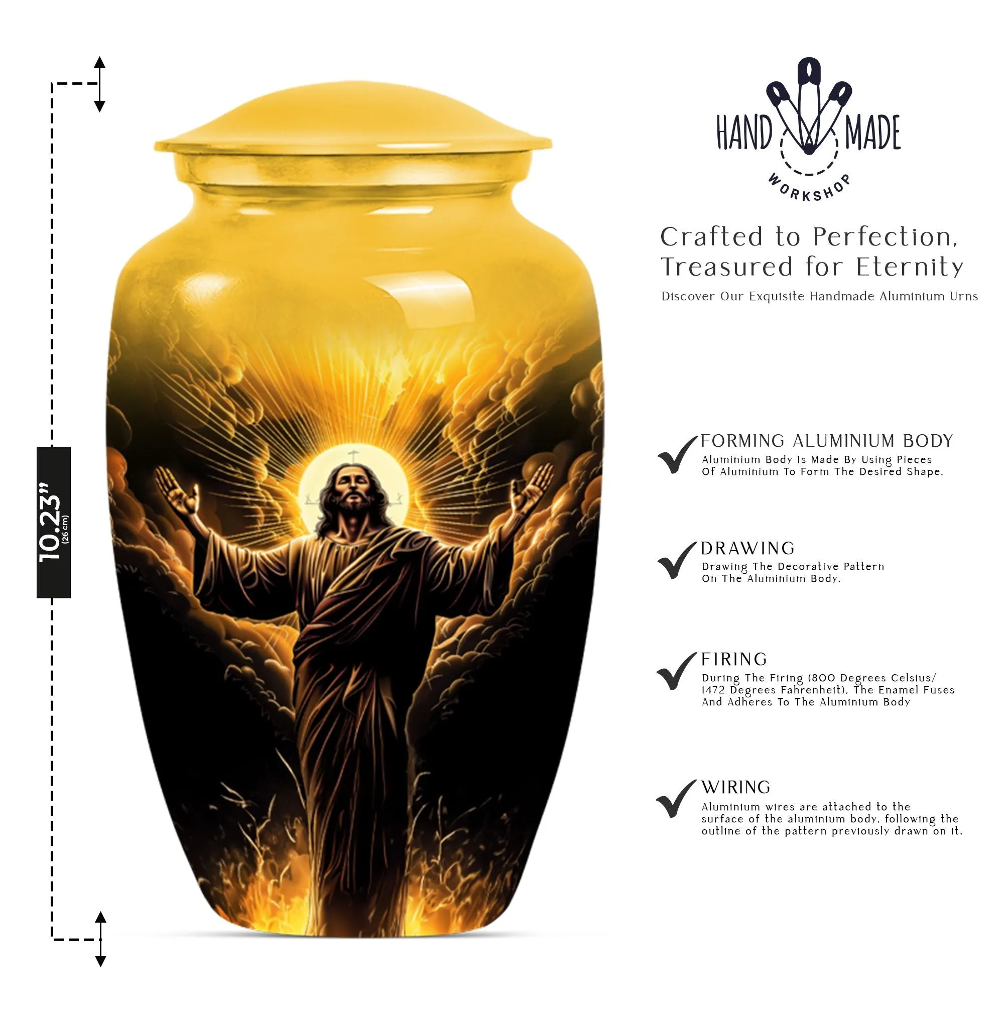 Jesus Memorial Urn - Medium Size Elegant Cremation Urn For Ashes