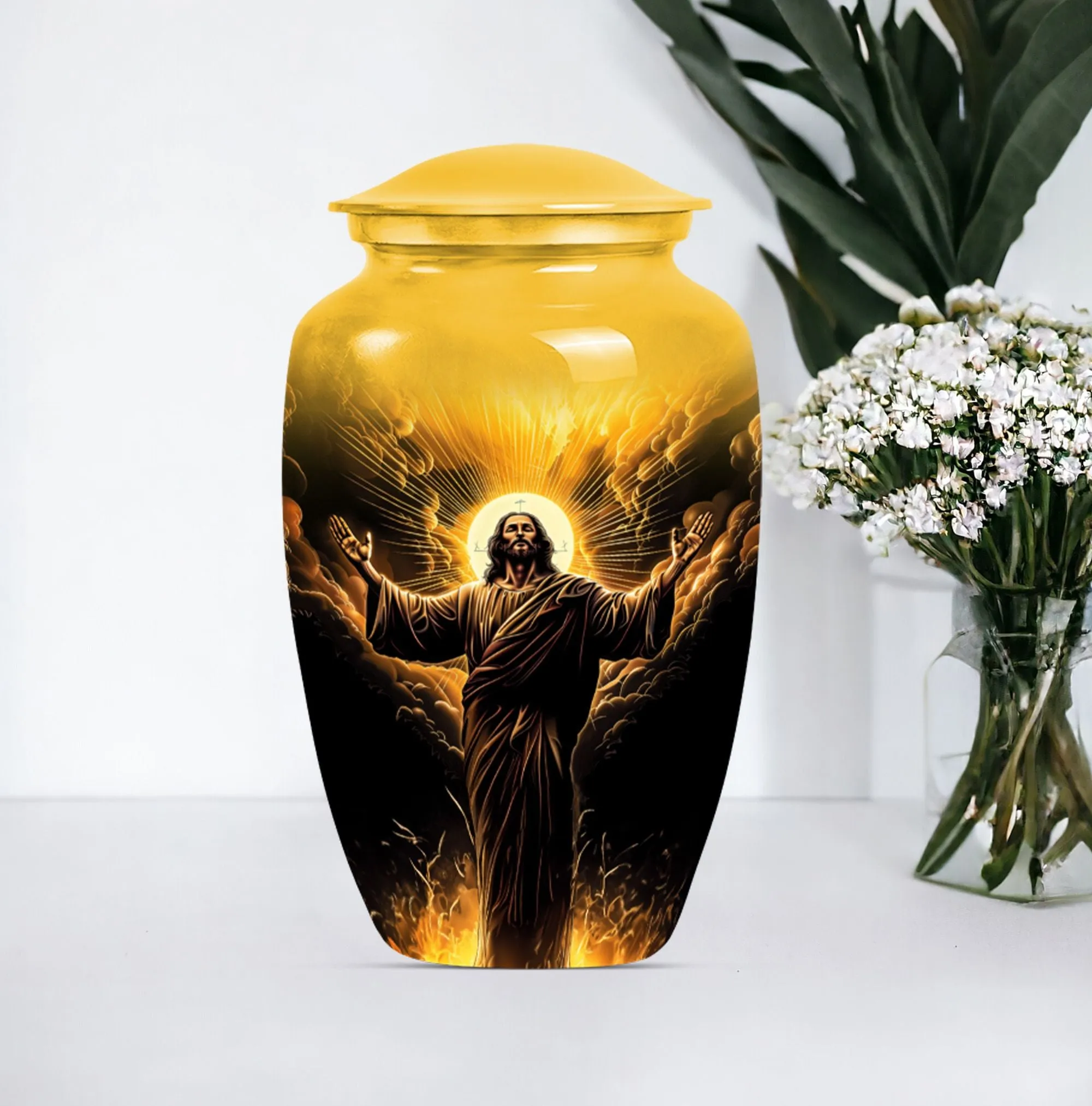 Jesus Memorial Urn - Medium Size Elegant Cremation Urn For Ashes