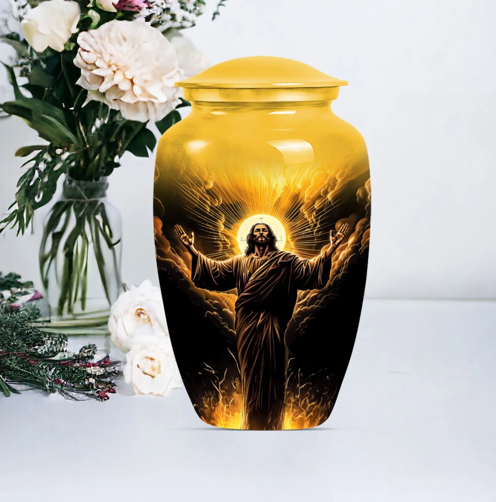 Jesus Memorial Urn - Medium Size Elegant Cremation Urn For Ashes