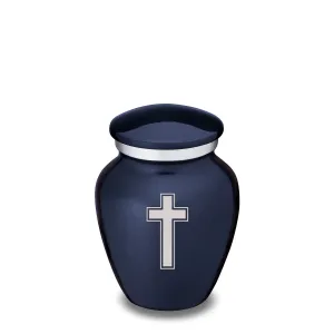 Keepsake Embrace Cobalt Blue Simple Cross Cremation Urn