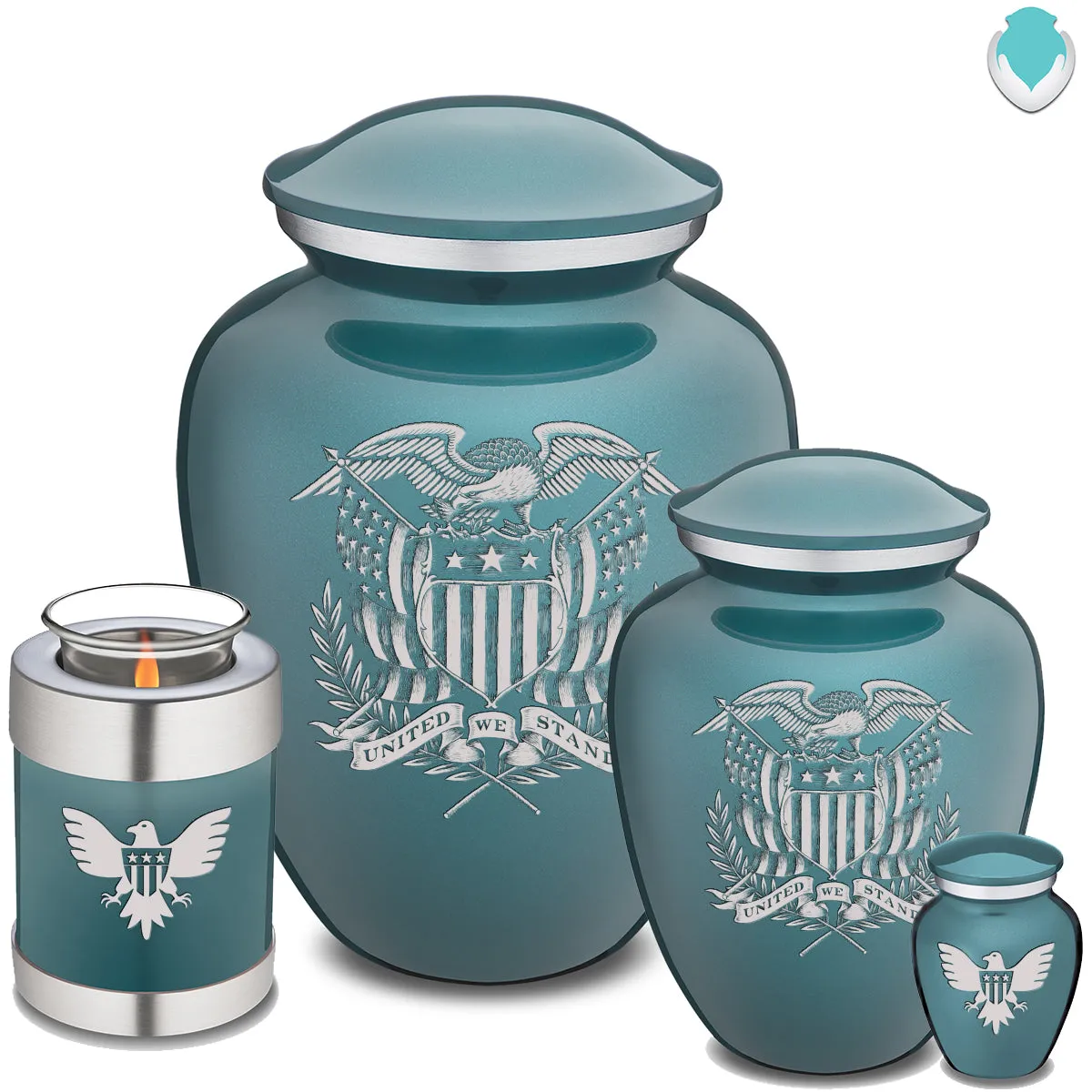 Keepsake Embrace Teal American Glory Cremation Urn
