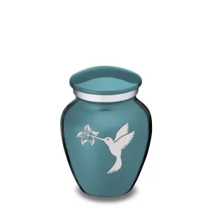 Keepsake Embrace Teal Hummingbird Cremation Urn