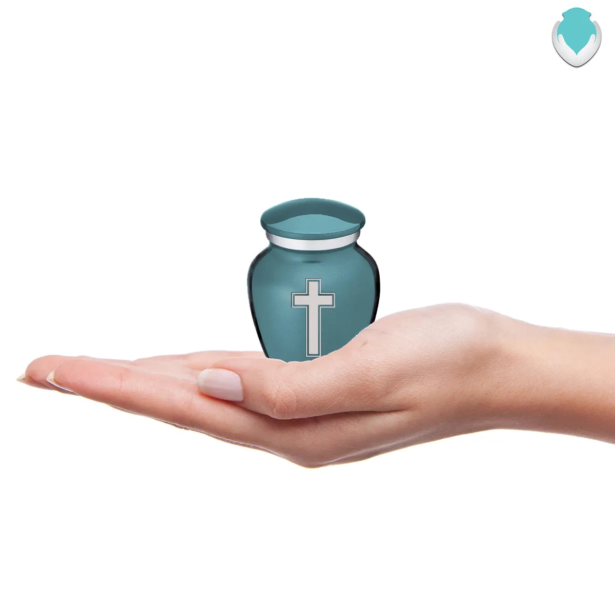 Keepsake Embrace Teal Simple Cross Cremation Urn