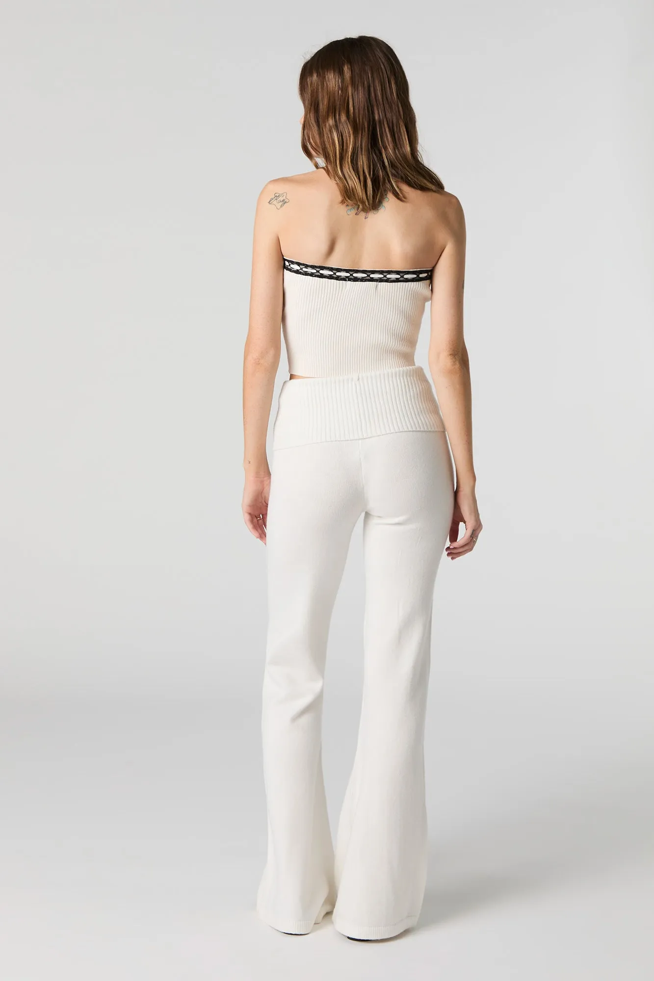 Knit Foldover Waist Flare Pant