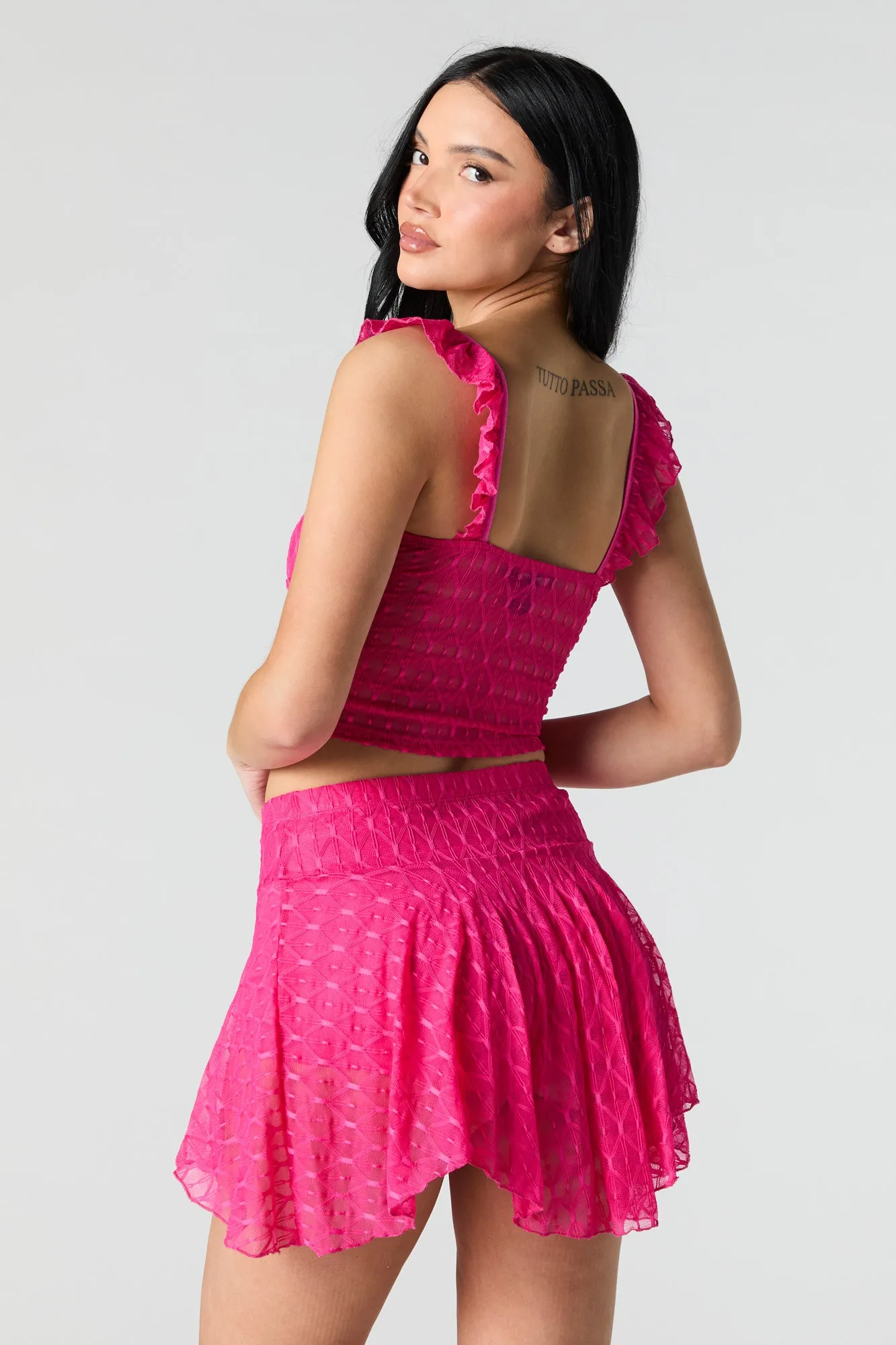 Lace Asymmetrical Mini Skort