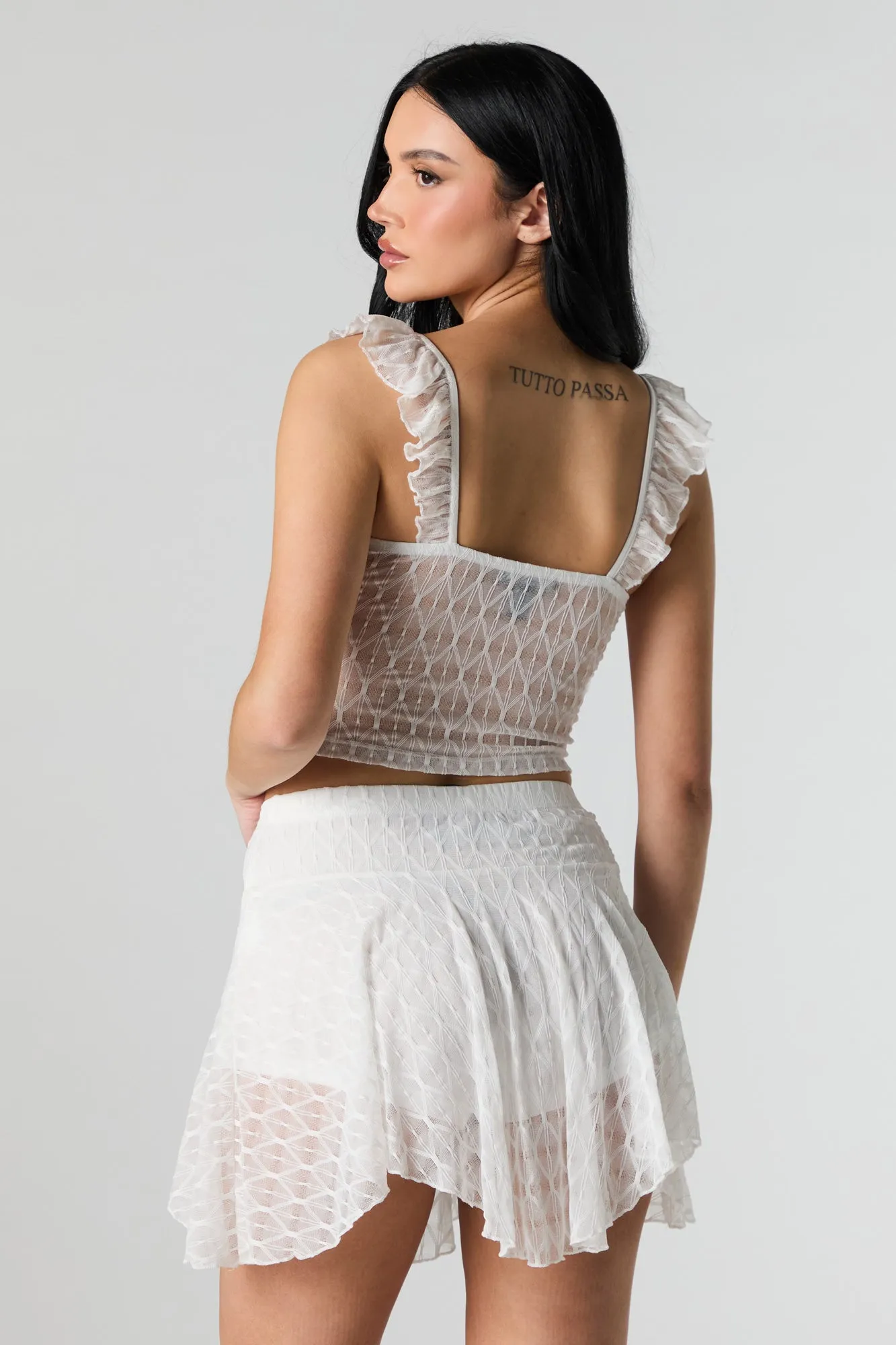 Lace Asymmetrical Mini Skort