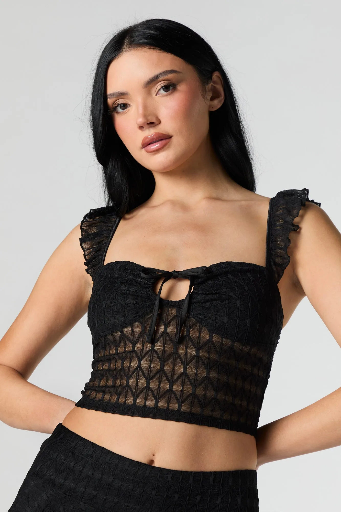 Lace Flutter Strap Bustier Top