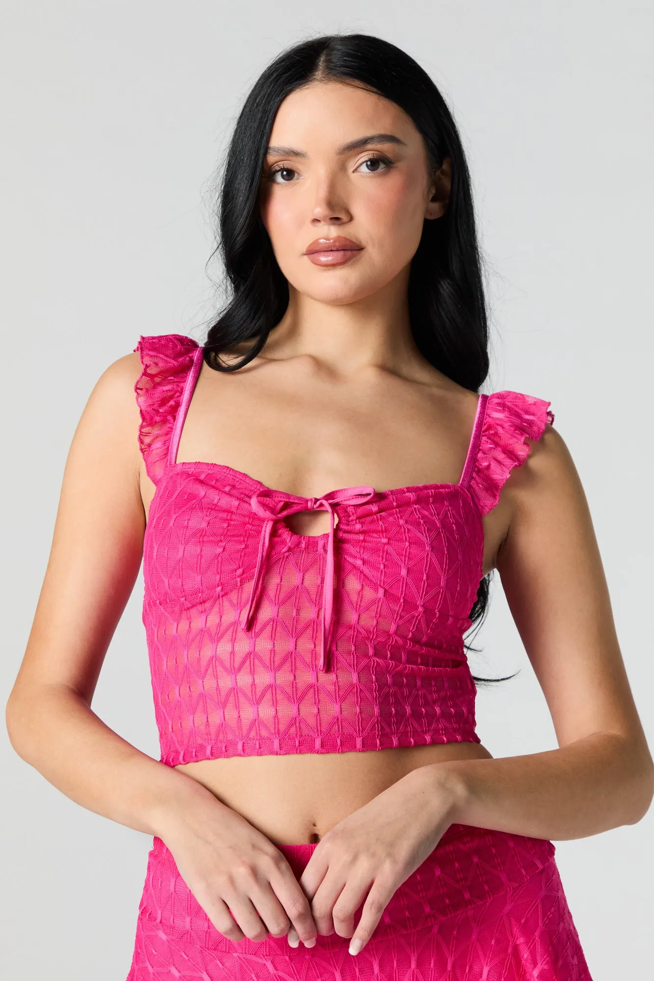 Lace Flutter Strap Bustier Top