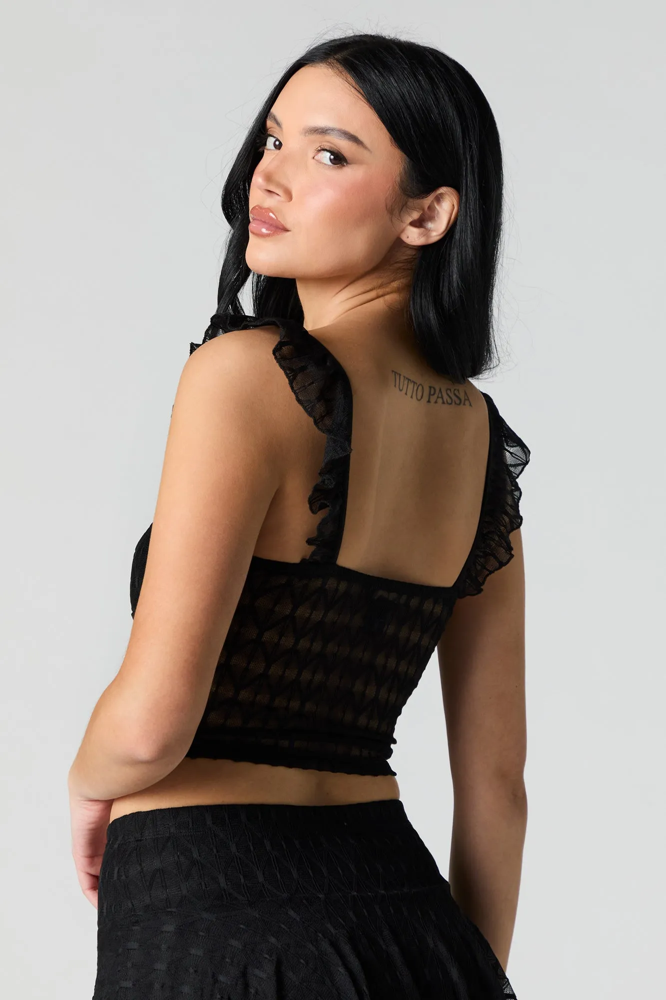 Lace Flutter Strap Bustier Top