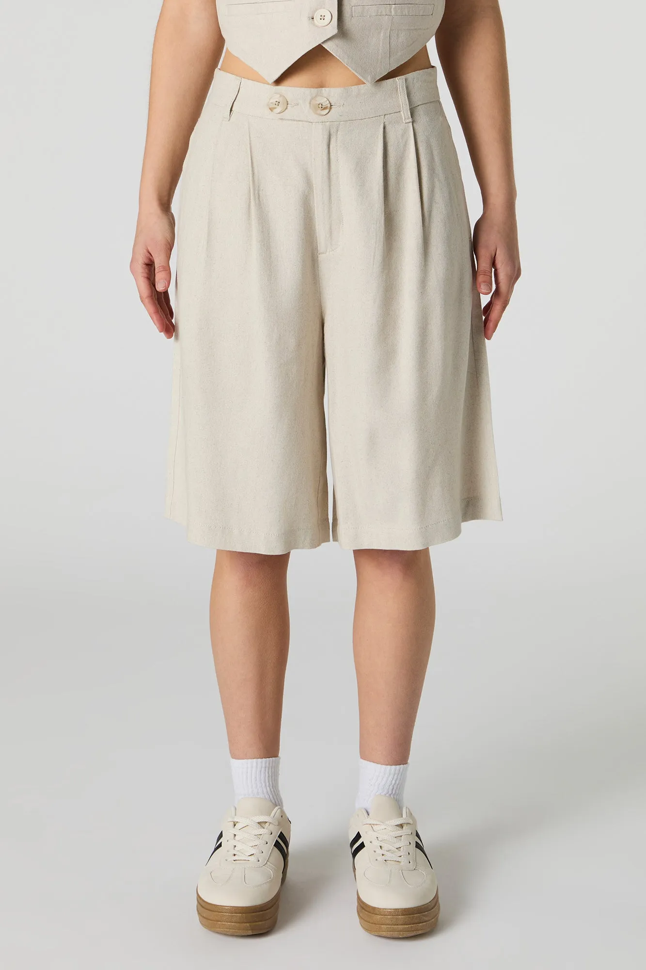 Linen-Blend Bermuda Dress Short