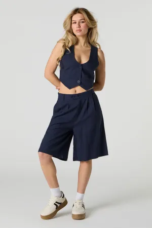 Linen-Blend Bermuda Dress Short