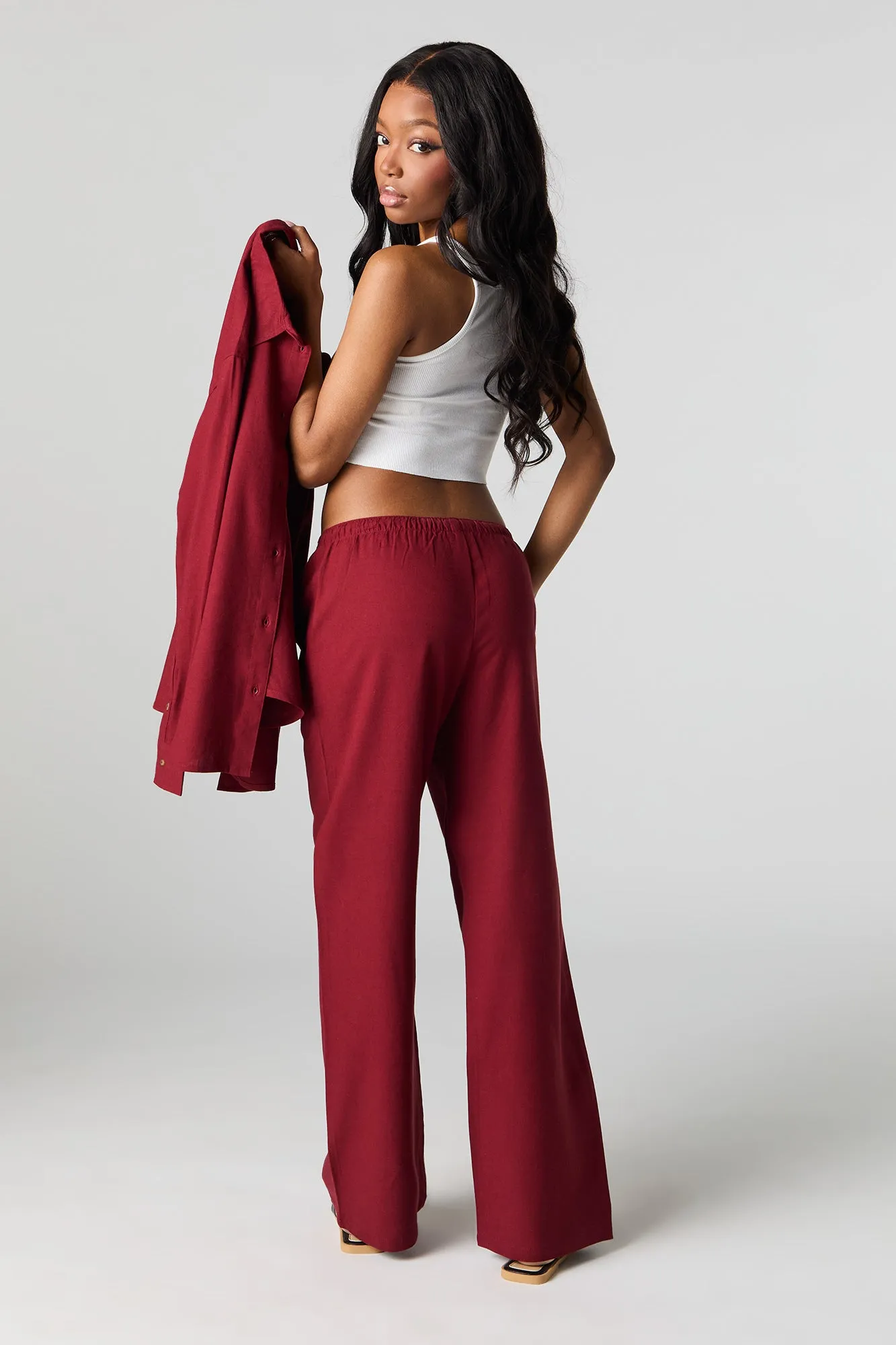 Linen-Blend Drawstring Pant