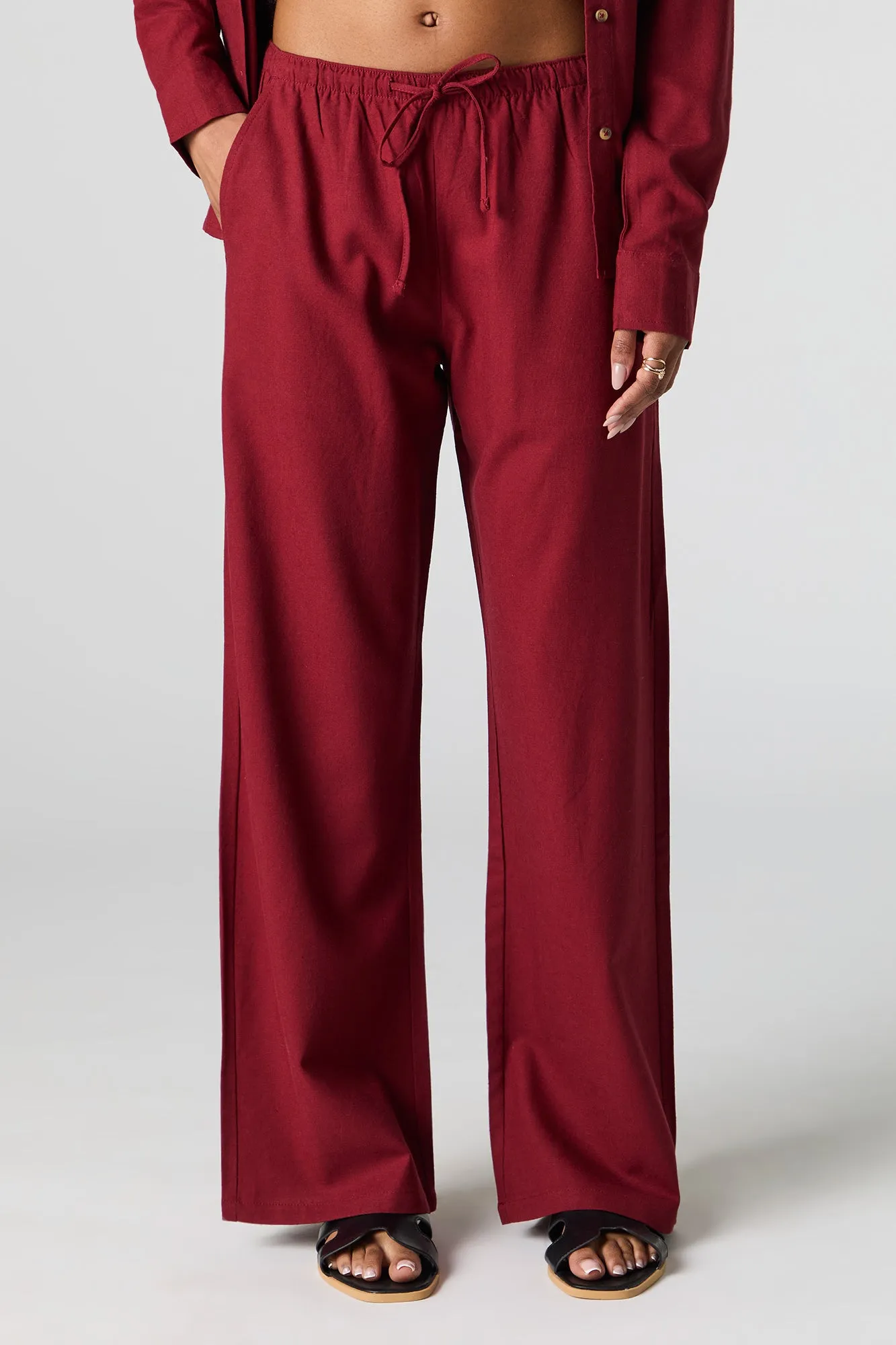Linen-Blend Drawstring Pant