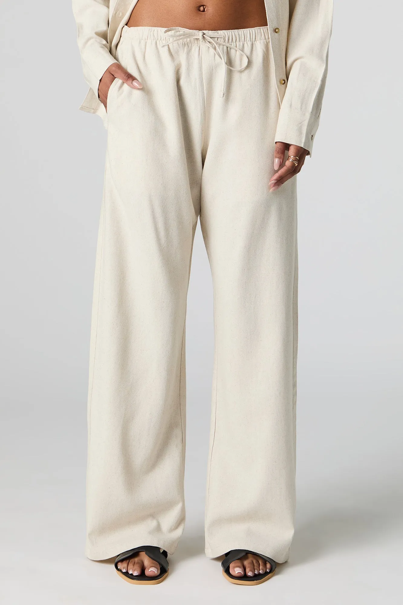 Linen-Blend Drawstring Pant