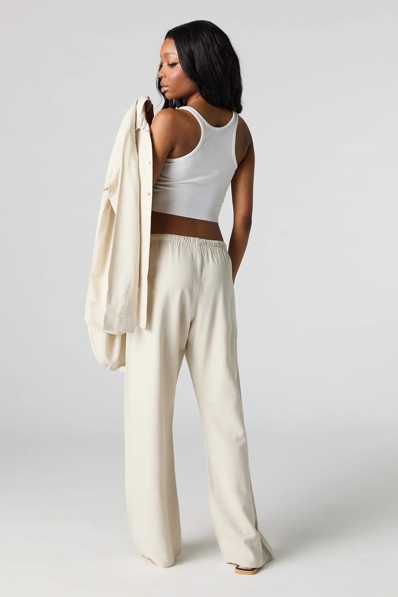 Linen-Blend Drawstring Pant