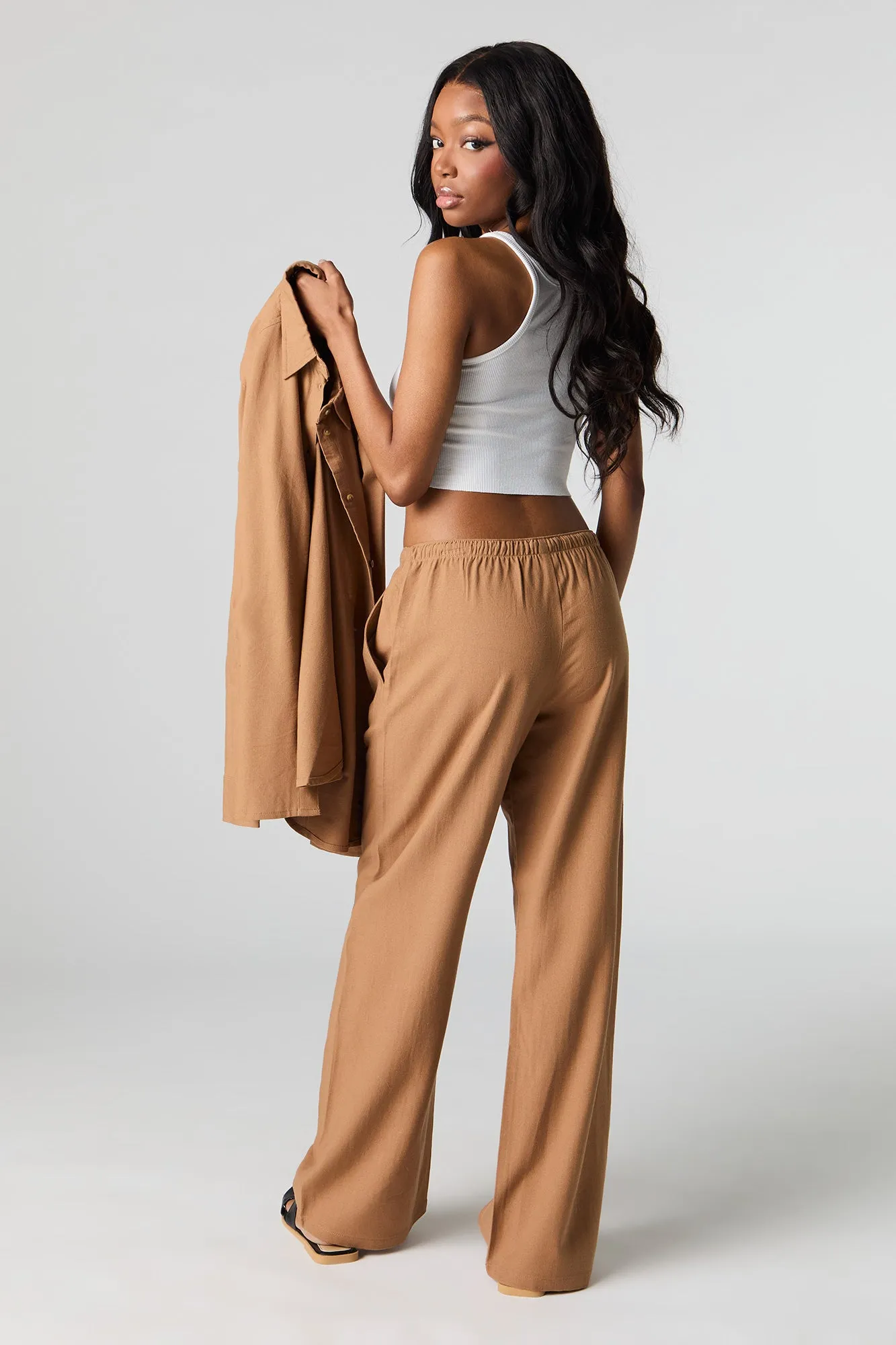 Linen-Blend Drawstring Pant