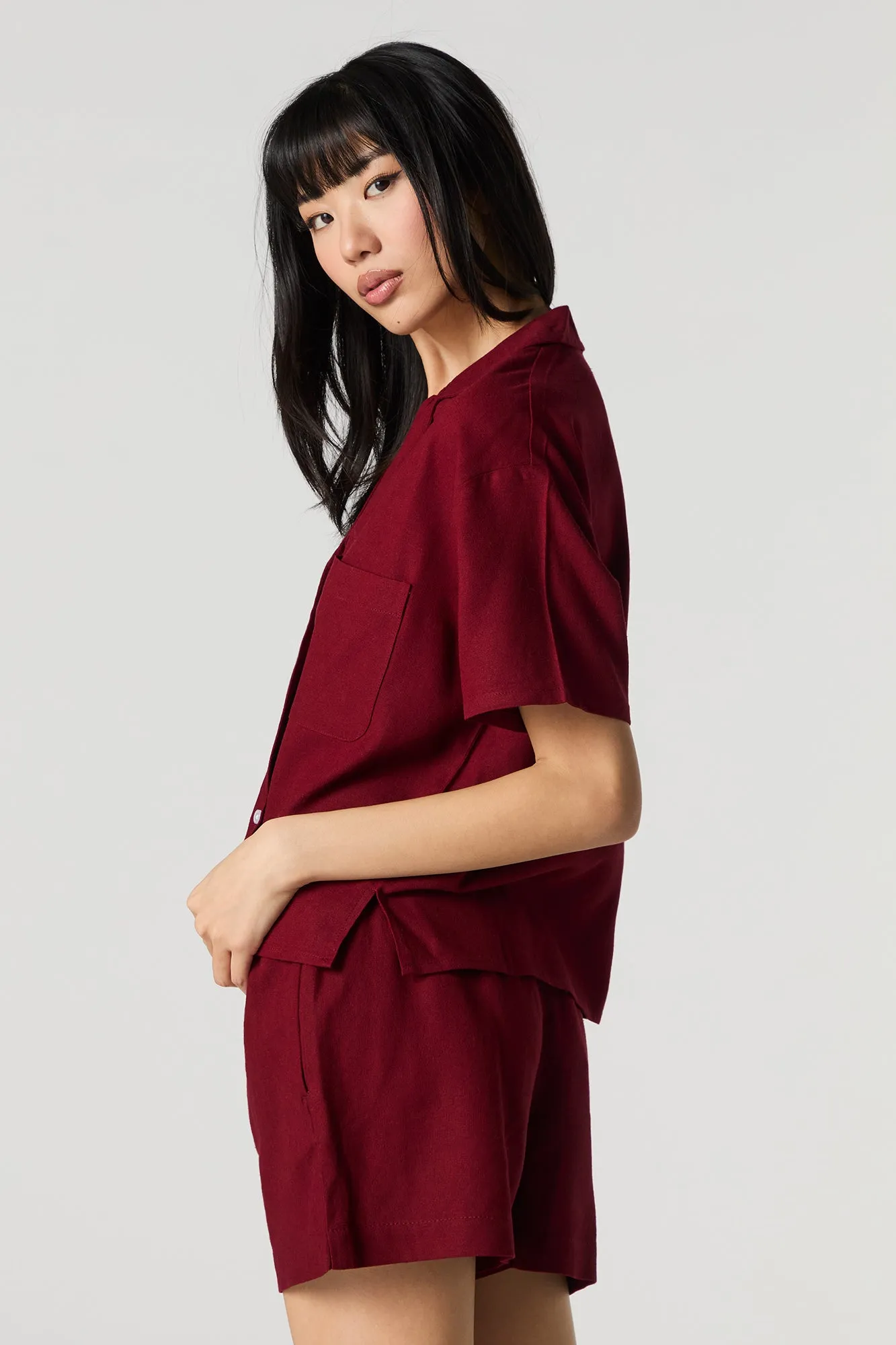 Linen-Blend Drawstring Short