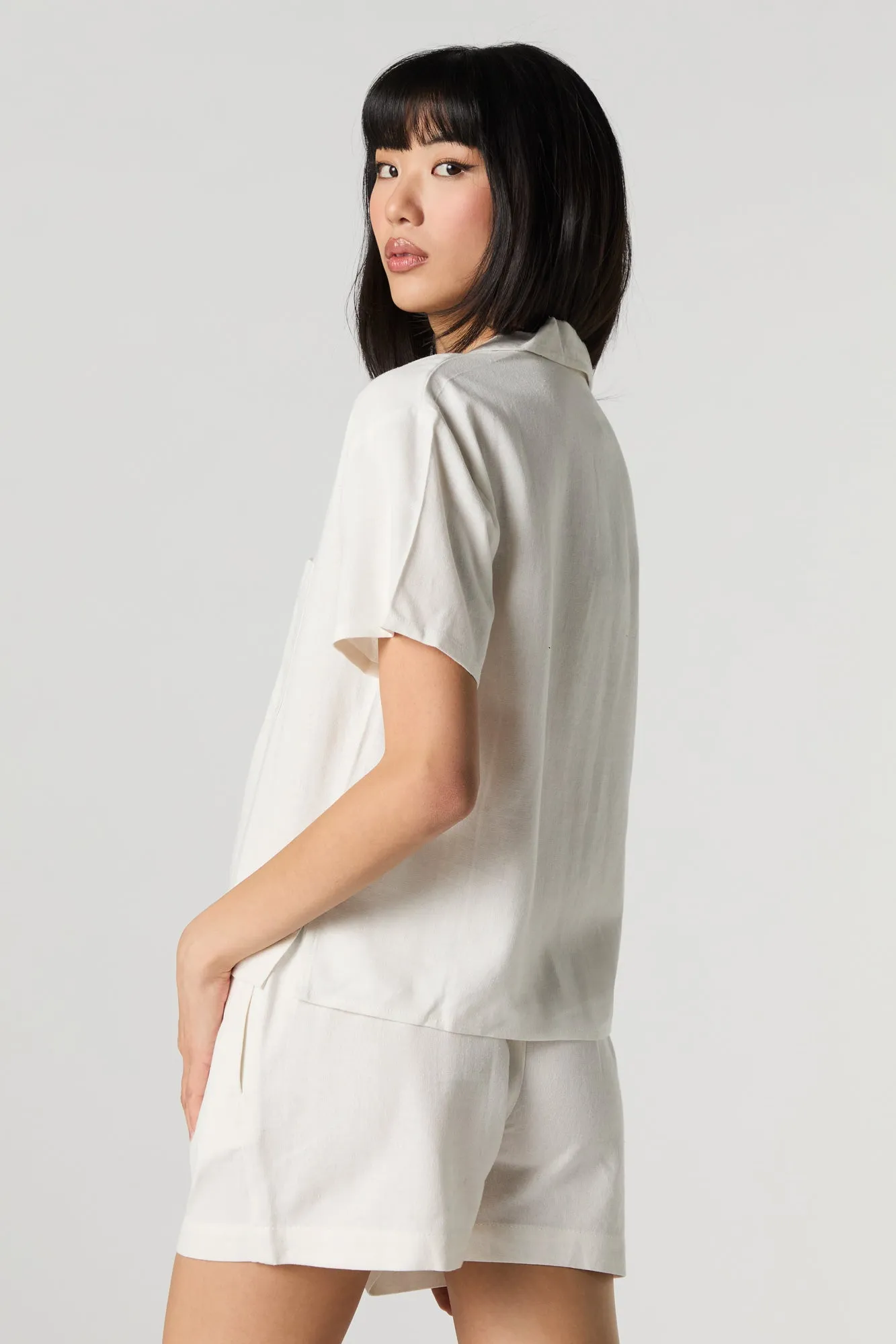 Linen-Blend Drawstring Short