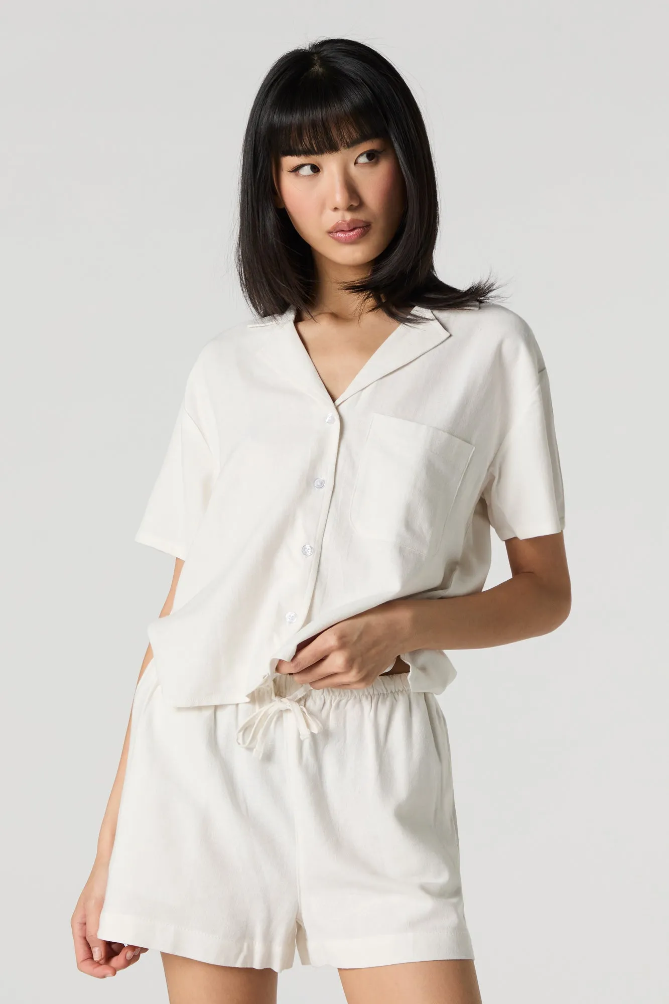 Linen-Blend Drawstring Short