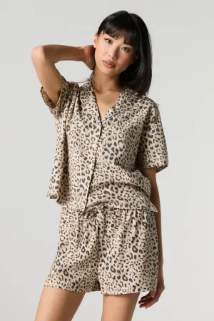 Linen-Blend Drawstring Short