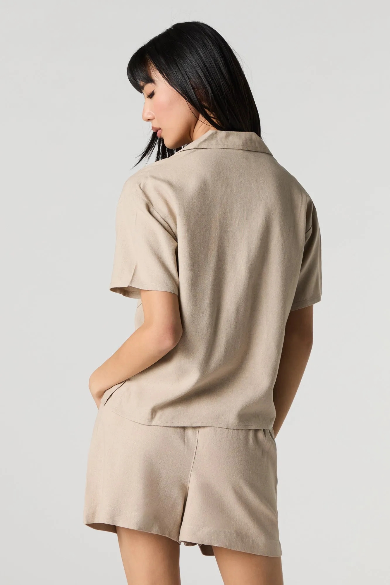 Linen-Blend Drawstring Short