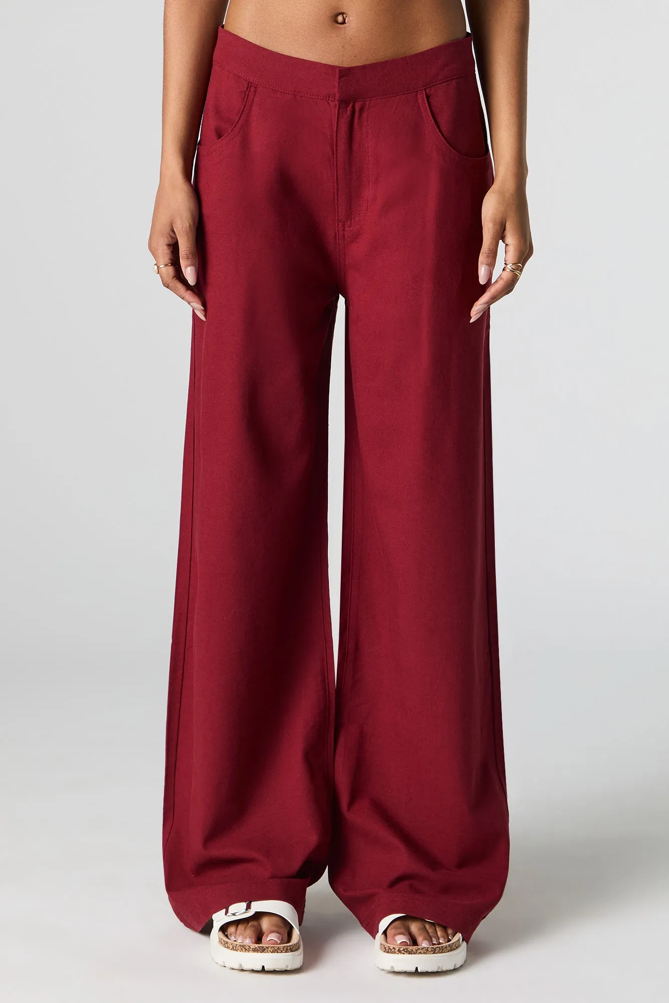 Linen-Blend Straight Leg Pant