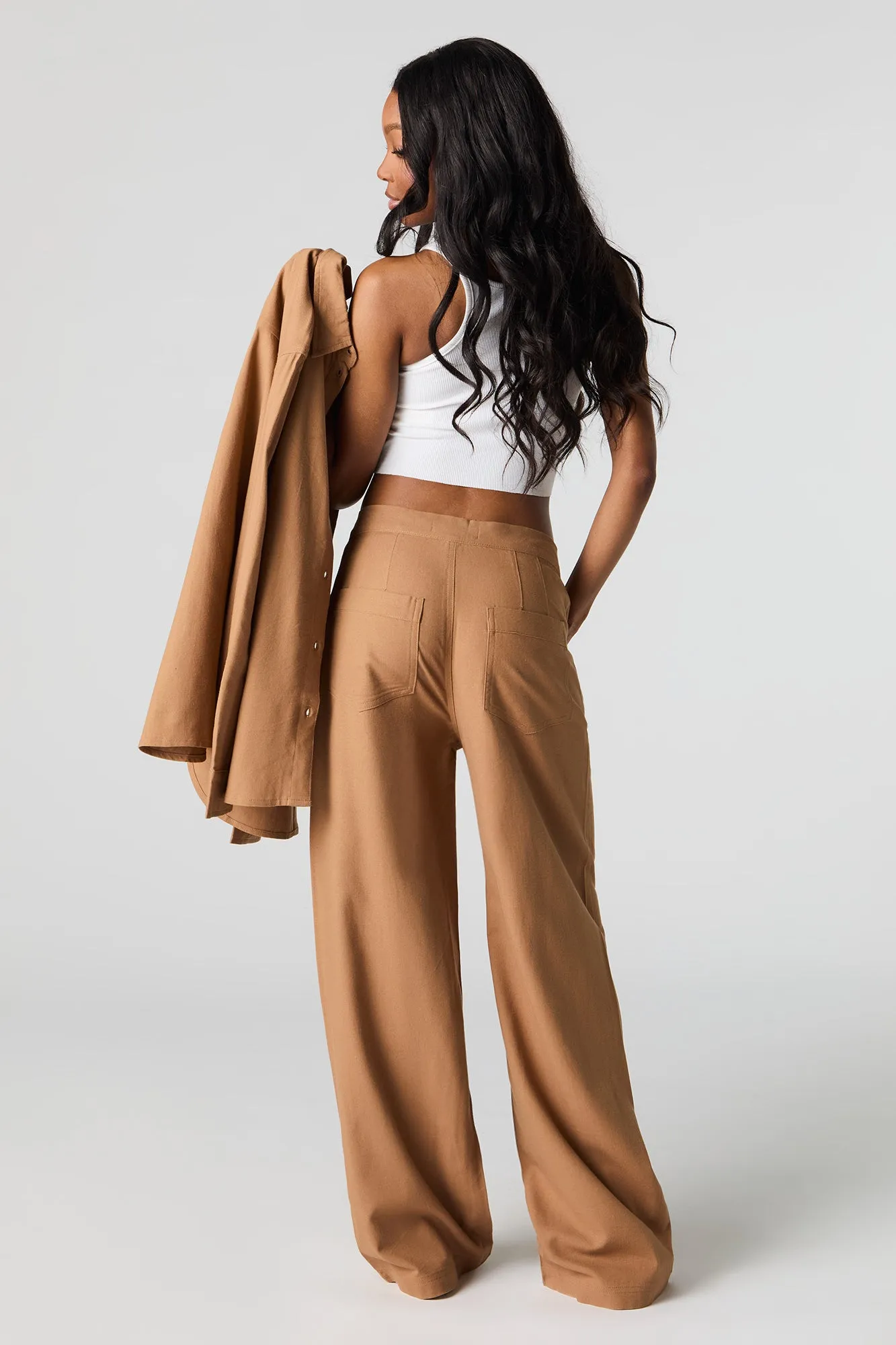 Linen-Blend Straight Leg Pant