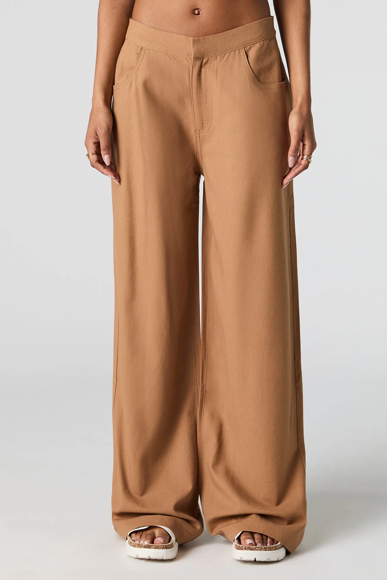 Linen-Blend Straight Leg Pant