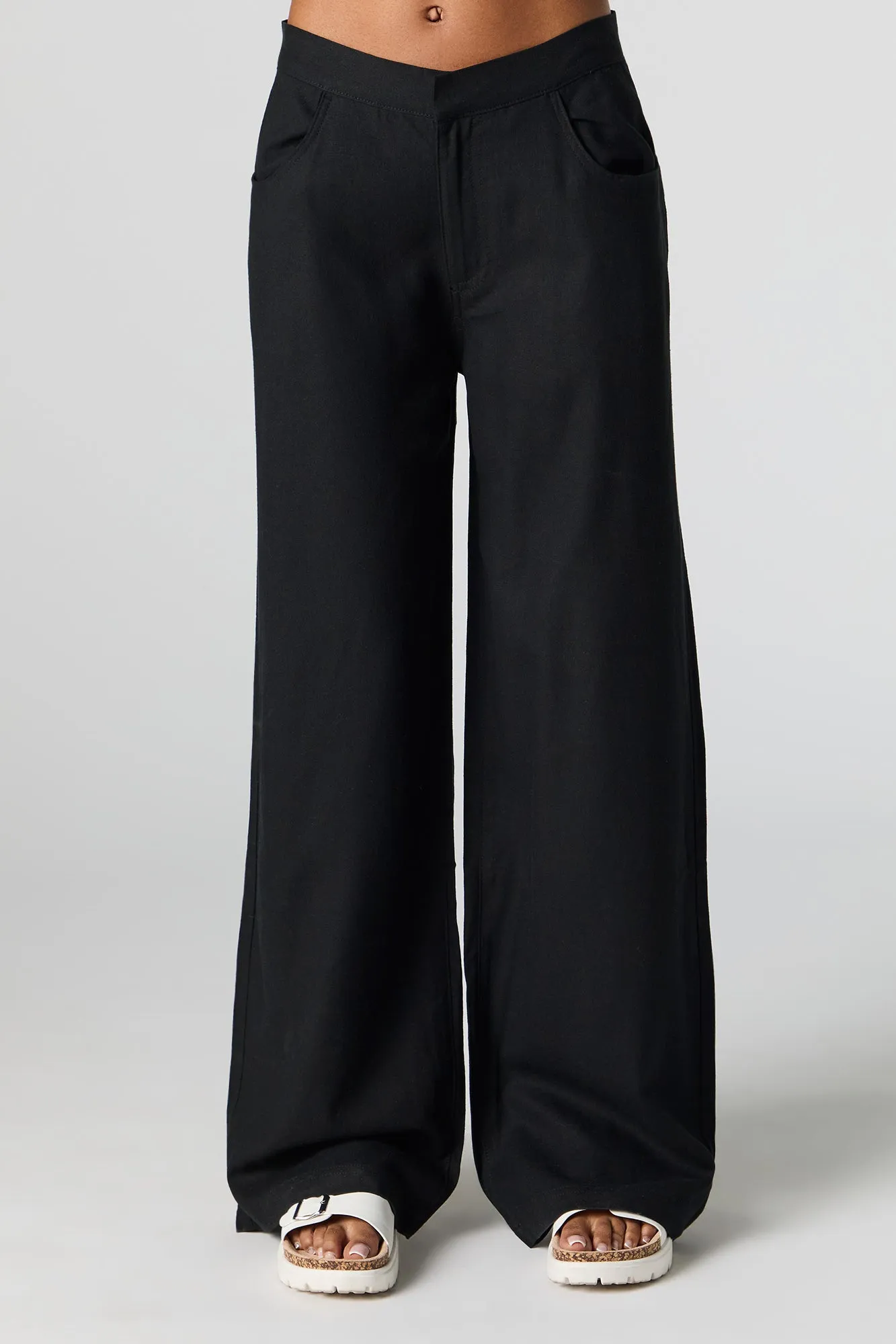 Linen-Blend Straight Leg Pant