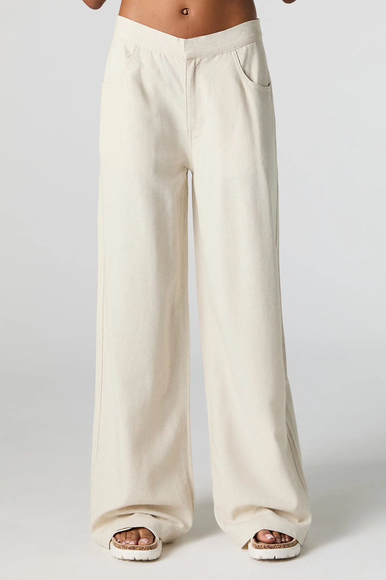 Linen-Blend Straight Leg Pant