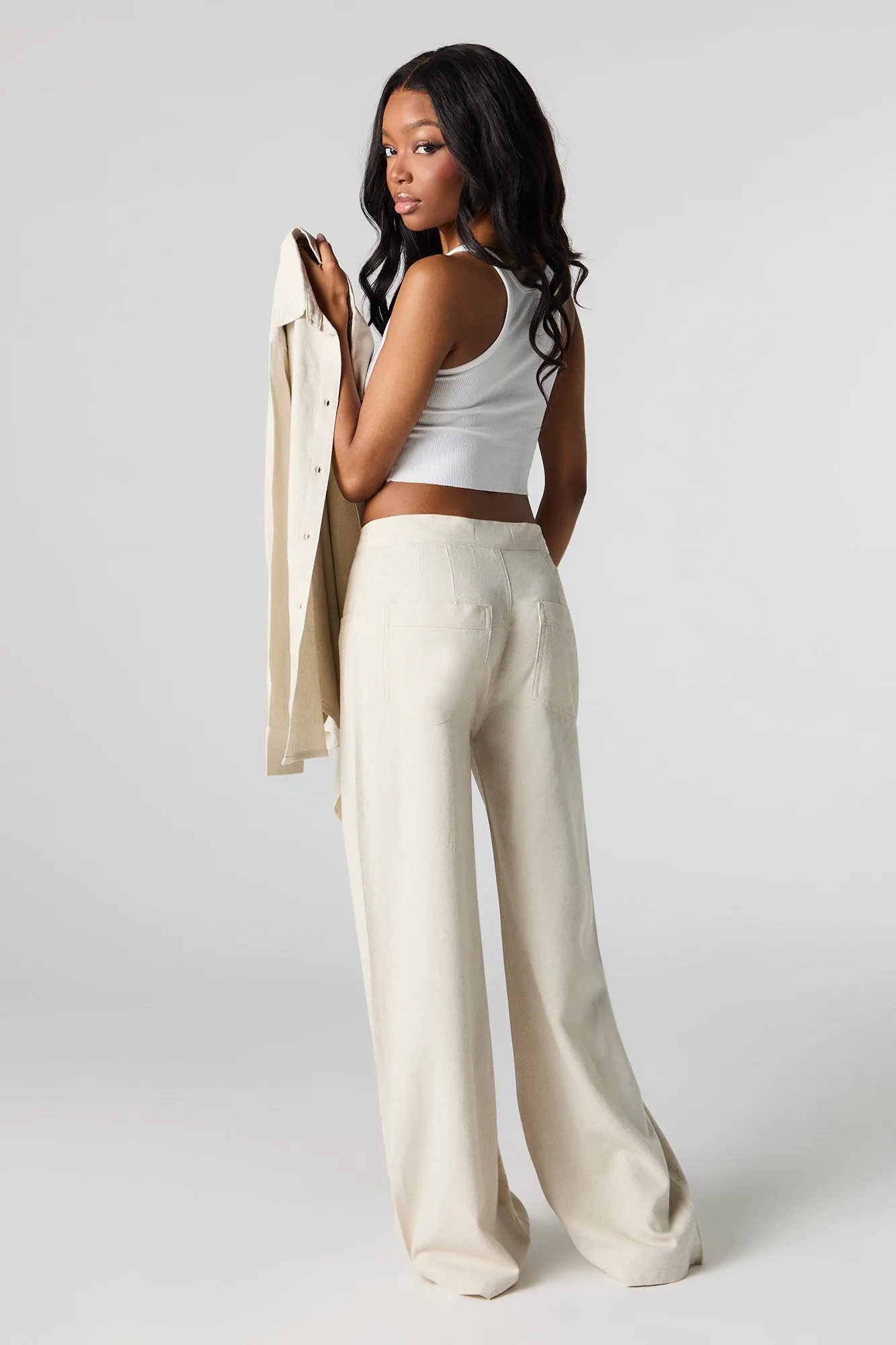 Linen-Blend Straight Leg Pant