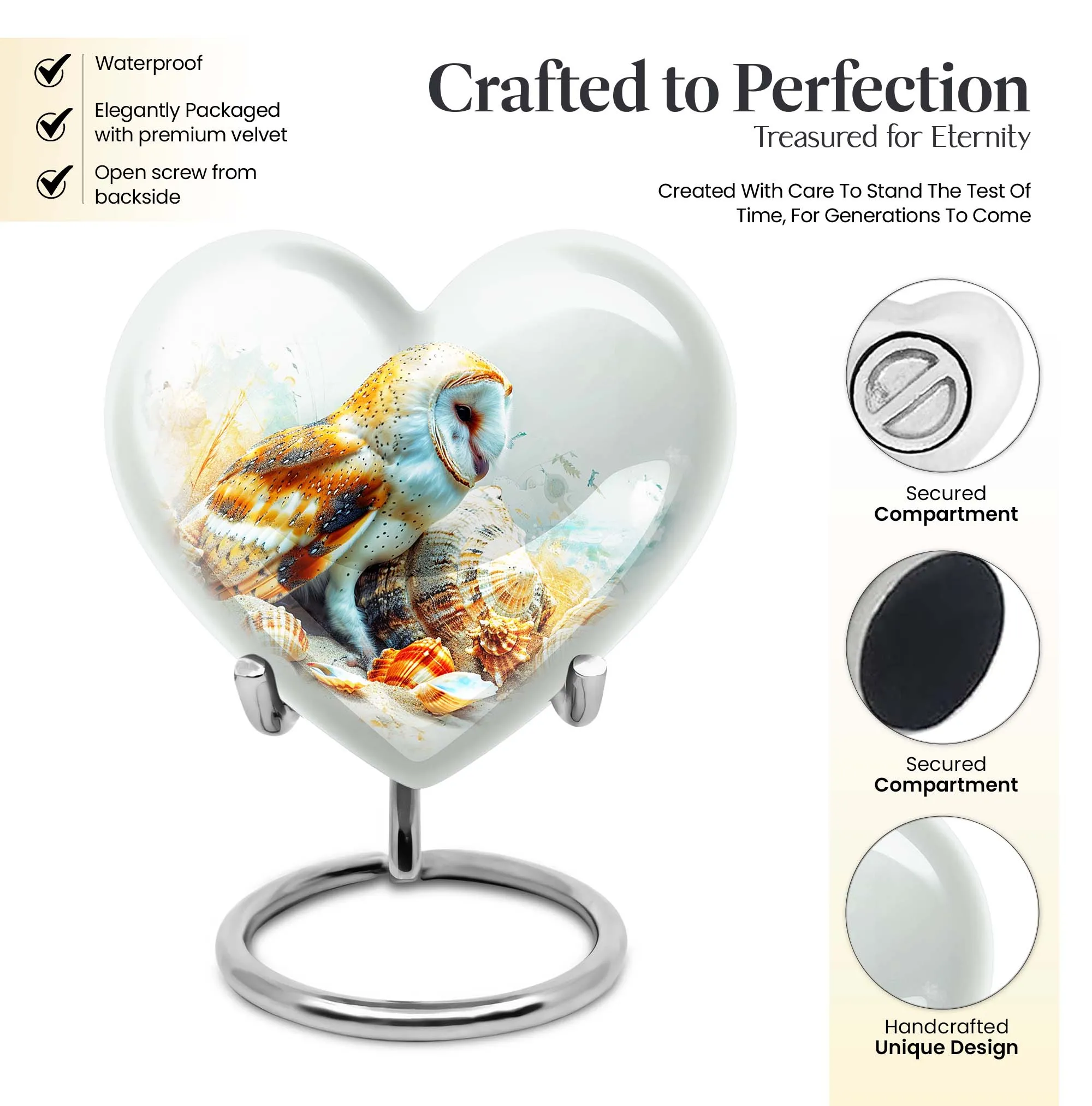 Loving Remembrance - Cremation Urn with Barn Owl Design