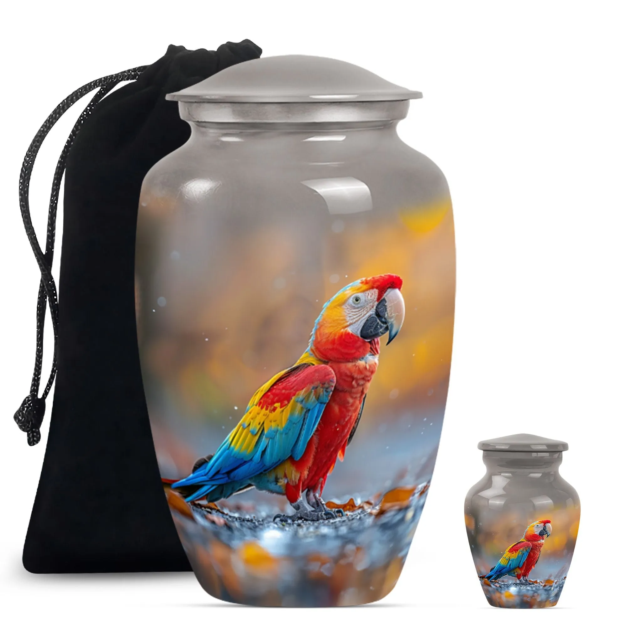 Macaw Parrot Elegy - Classic Large Memorial Urn For Ashes