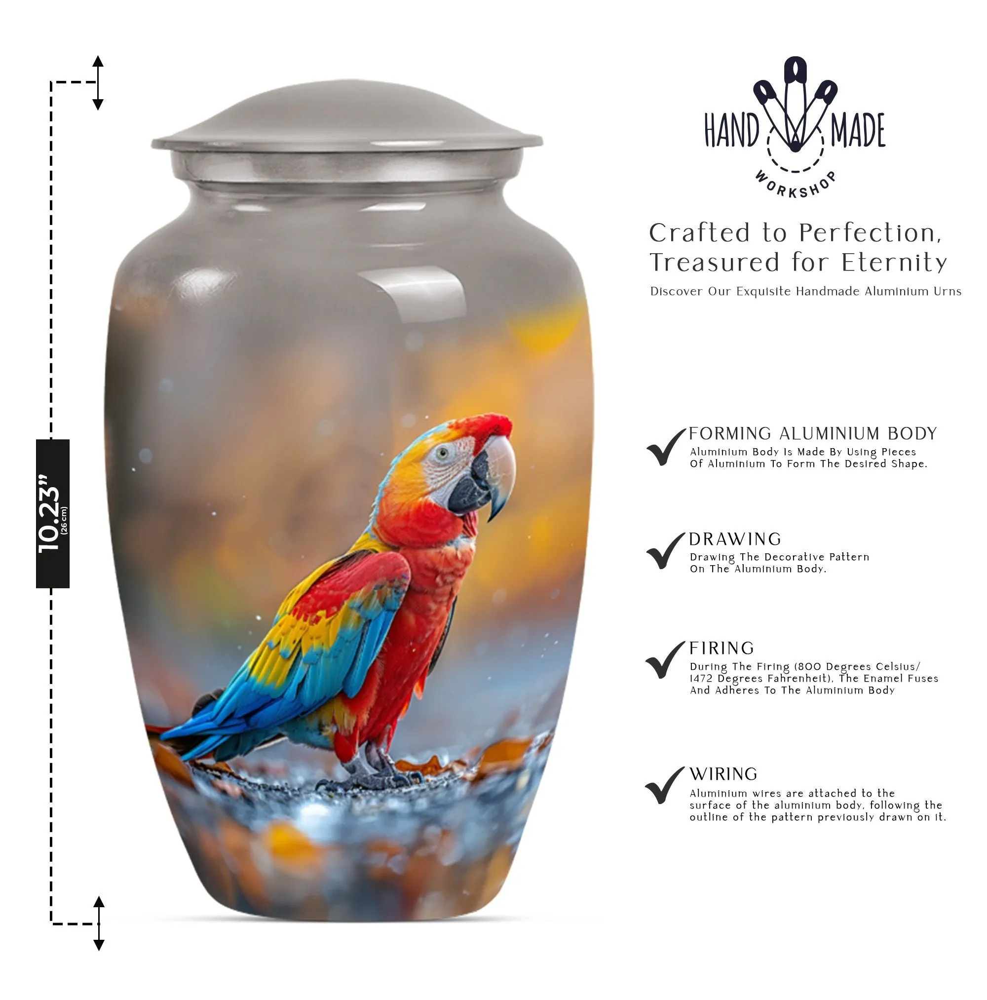 Macaw Parrot Elegy - Classic Large Memorial Urn For Ashes