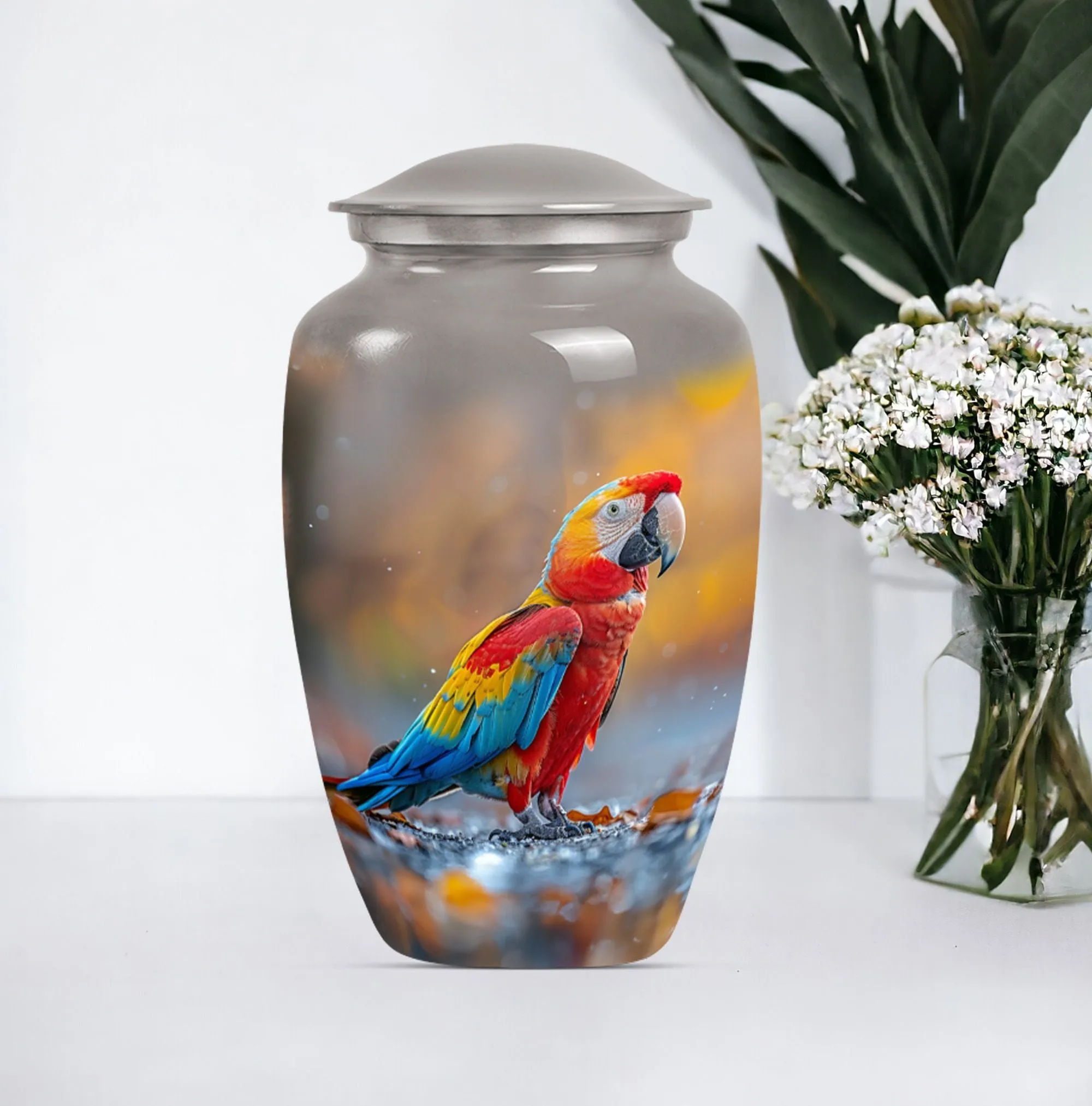 Macaw Parrot Elegy - Classic Large Memorial Urn For Ashes