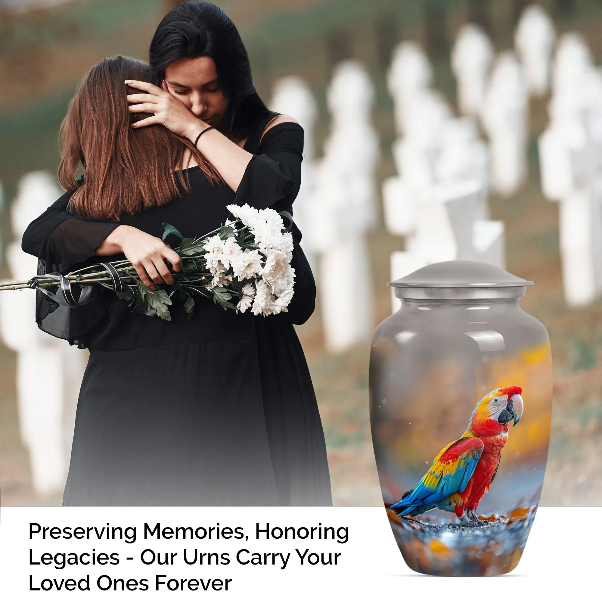 Macaw Parrot Elegy - Classic Large Memorial Urn For Ashes