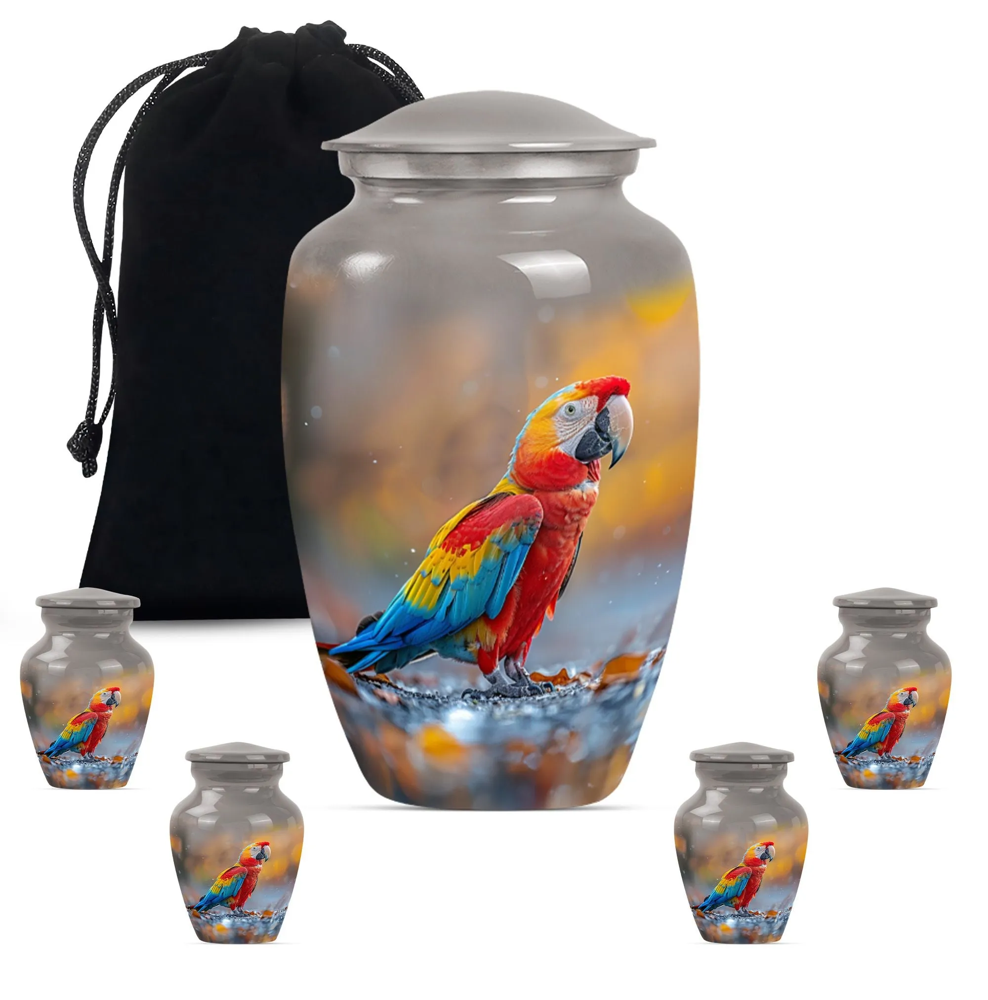 Macaw Parrot Elegy - Classic Large Memorial Urn For Ashes
