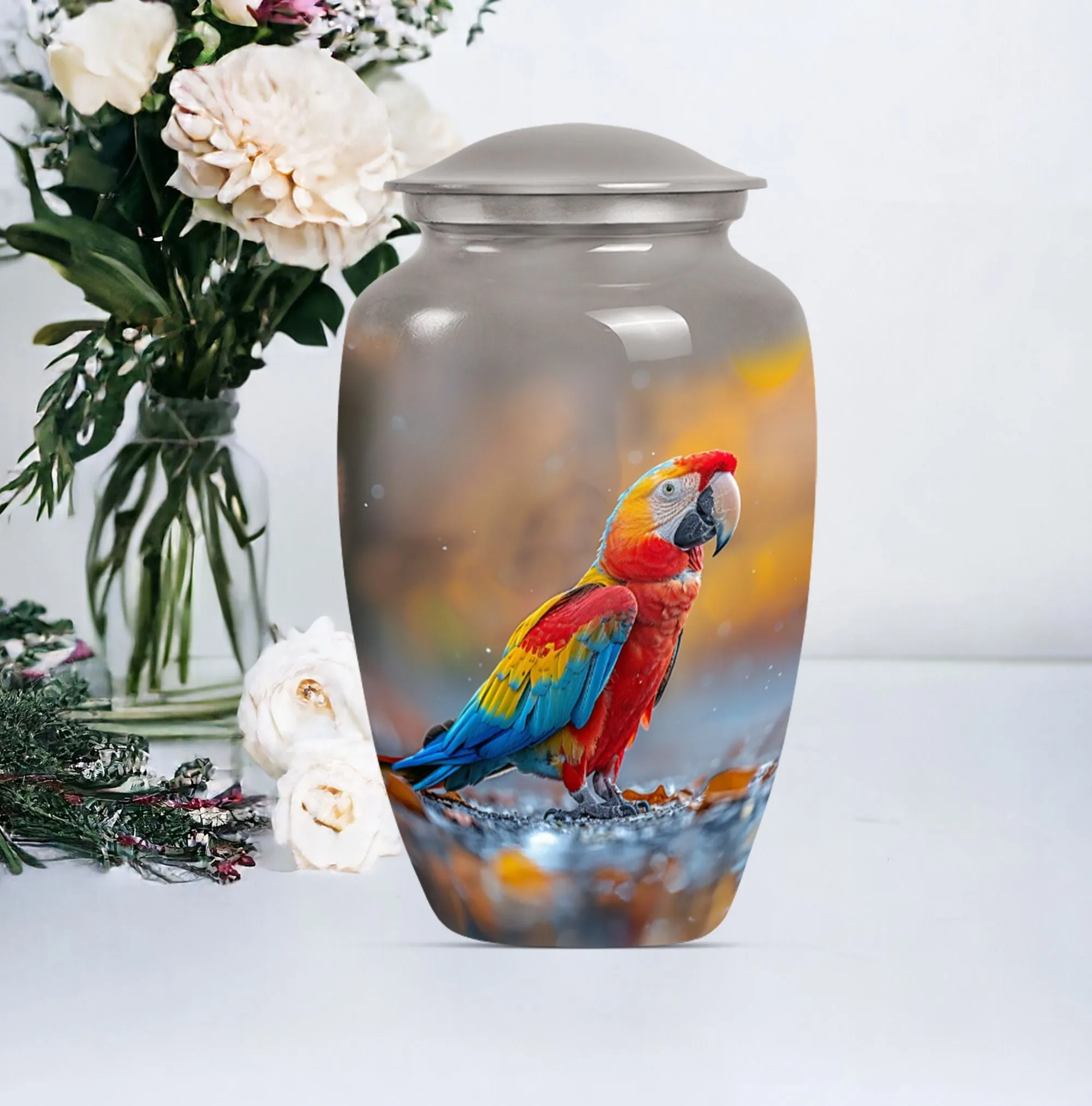Macaw Parrot Elegy - Classic Large Memorial Urn For Ashes