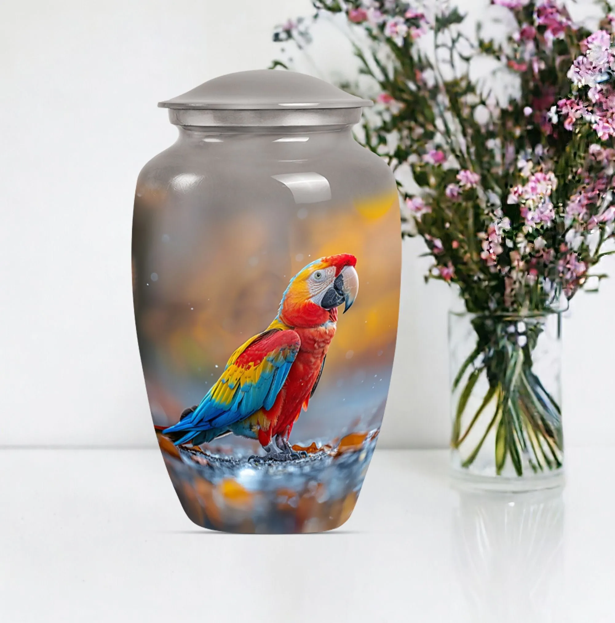 Macaw Parrot Elegy - Classic Large Memorial Urn For Ashes