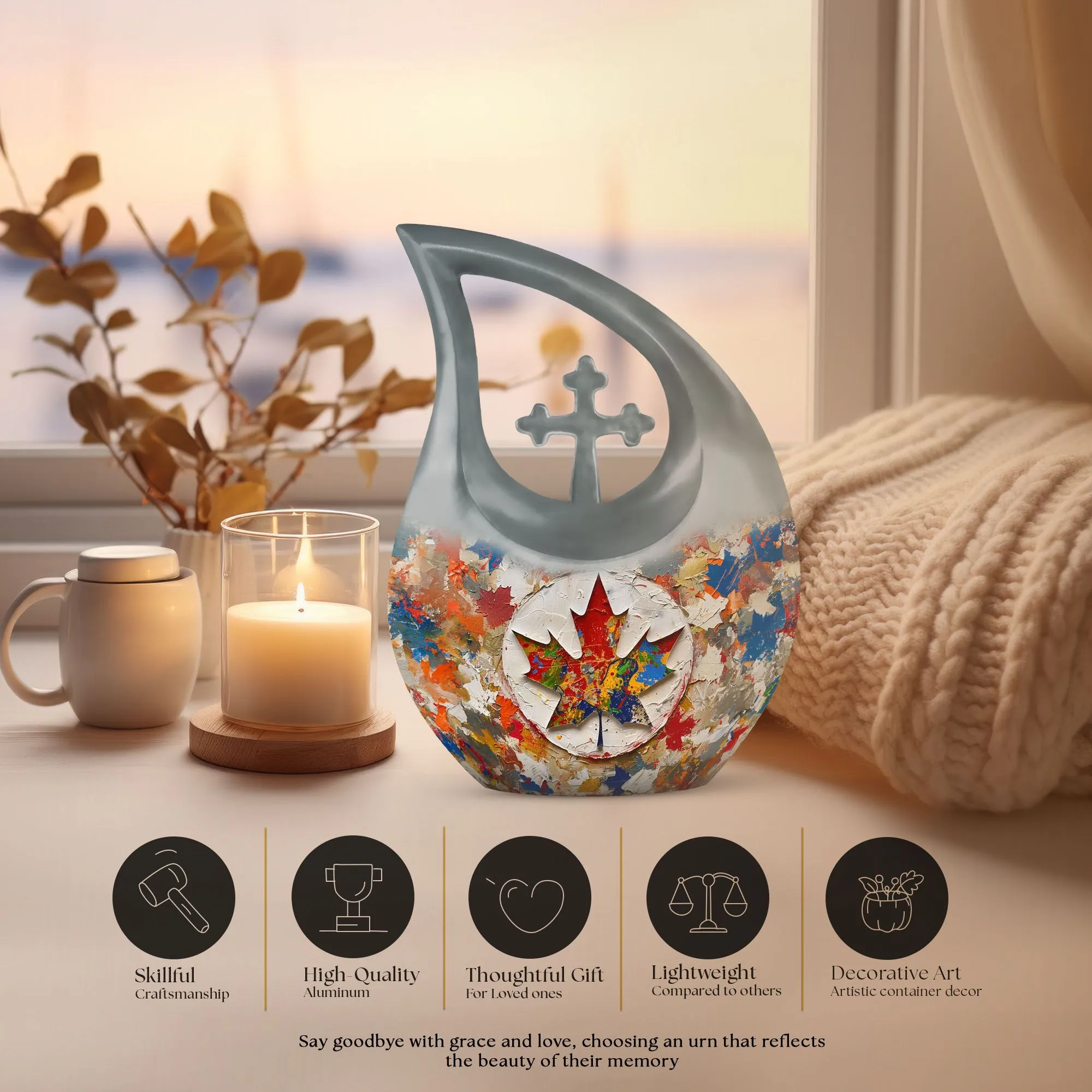 Mapple Leaf Angelic Memorial Urn keepsake urn for human ashes