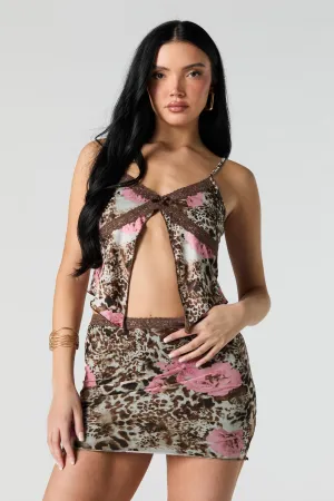 Mesh Lace Trim Mini Skirt